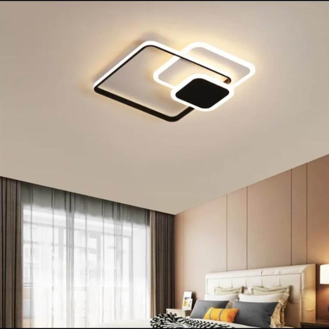 Lustra LED Flippy ANEMONA 71W, 3 Patrate, telecomanda, Negru — imagine 9