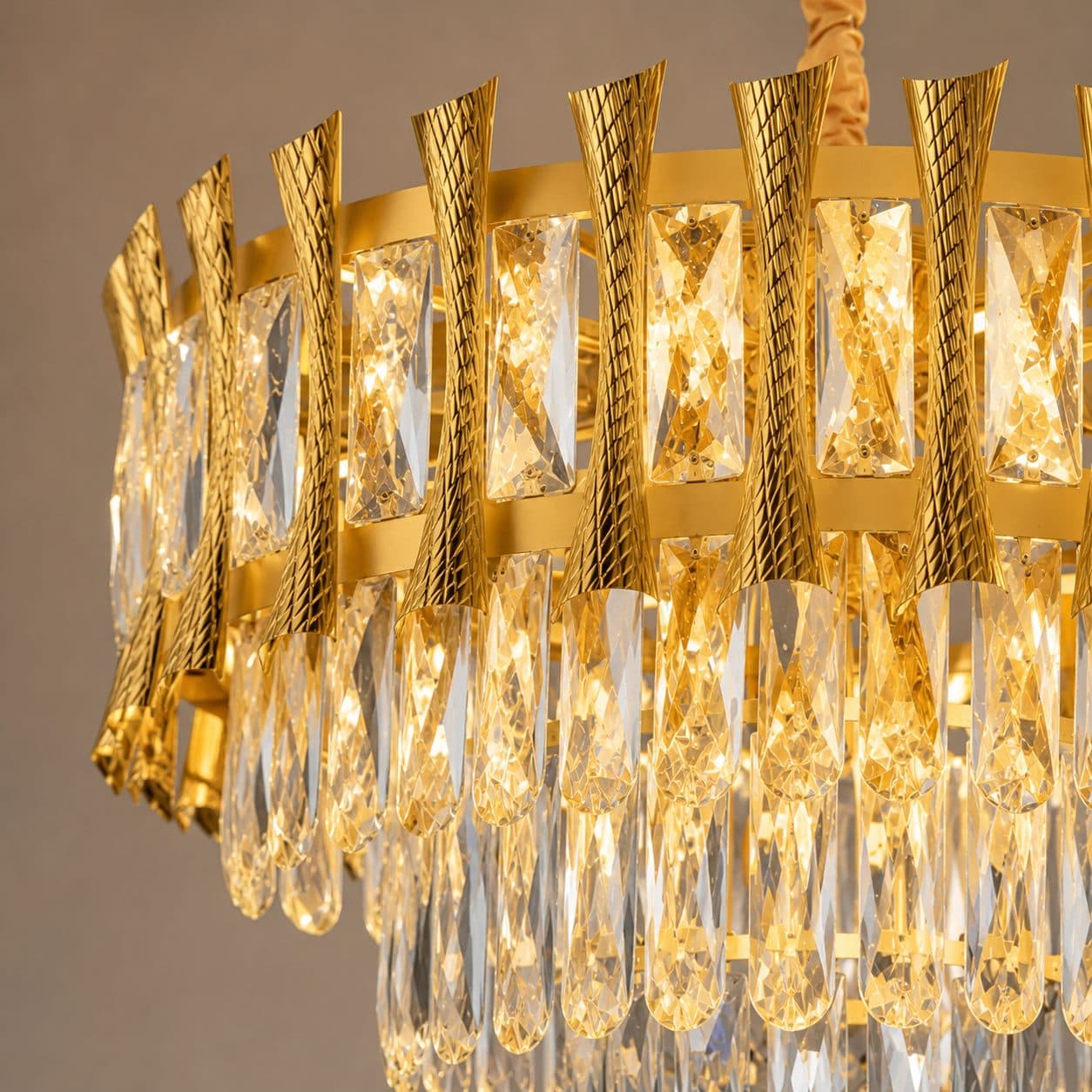 Candelabru Cristal Suspendat Flippy 3xE14 Auriu Lucios — imagine 2