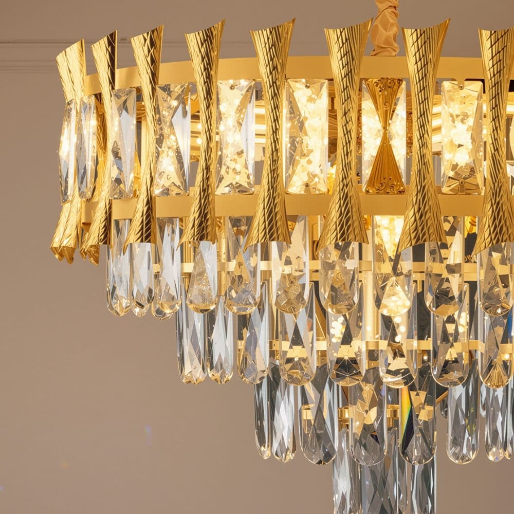 Candelabru Cristal Suspendat Flippy 3xE14 Auriu Lucios — imagine 8