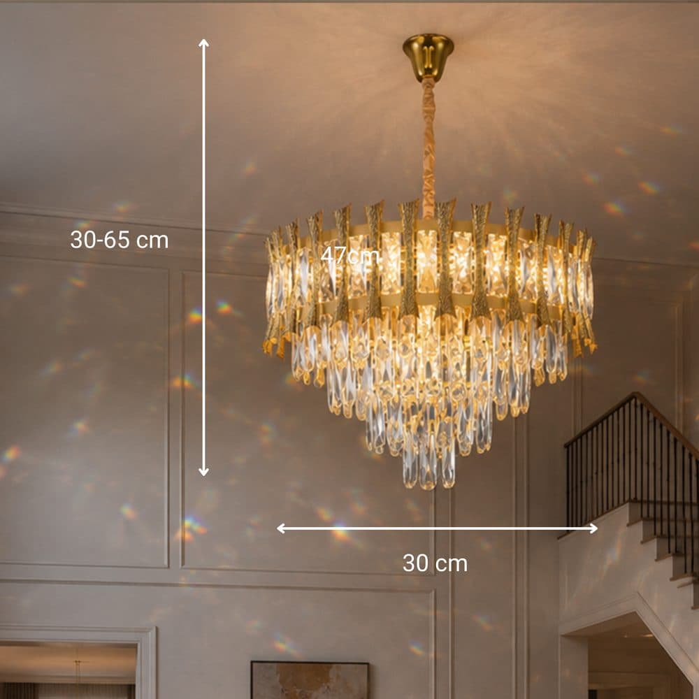 Candelabru Cristal Suspendat Flippy 3xE14 Auriu Lucios — imagine 9