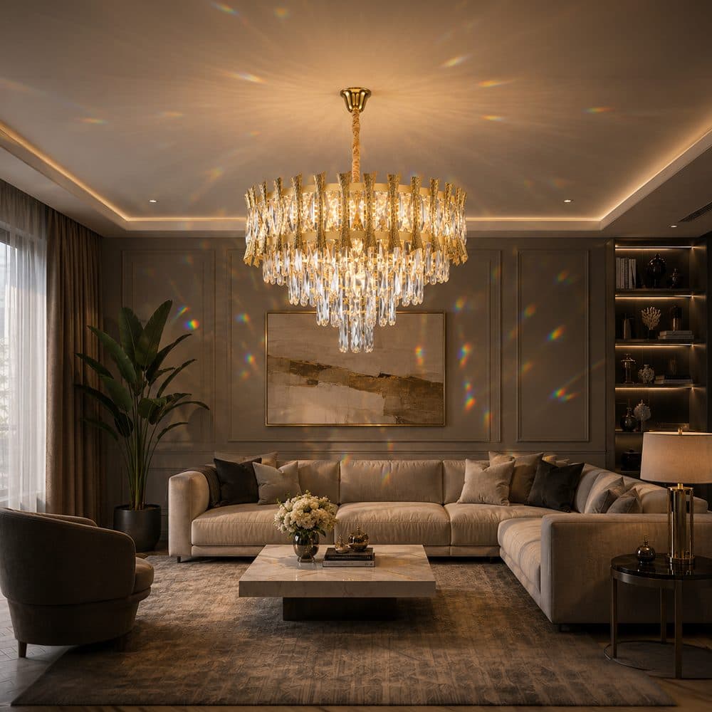 Candelabru Cristal Suspendat Flippy 3xE14 Auriu Lucios — imagine 10