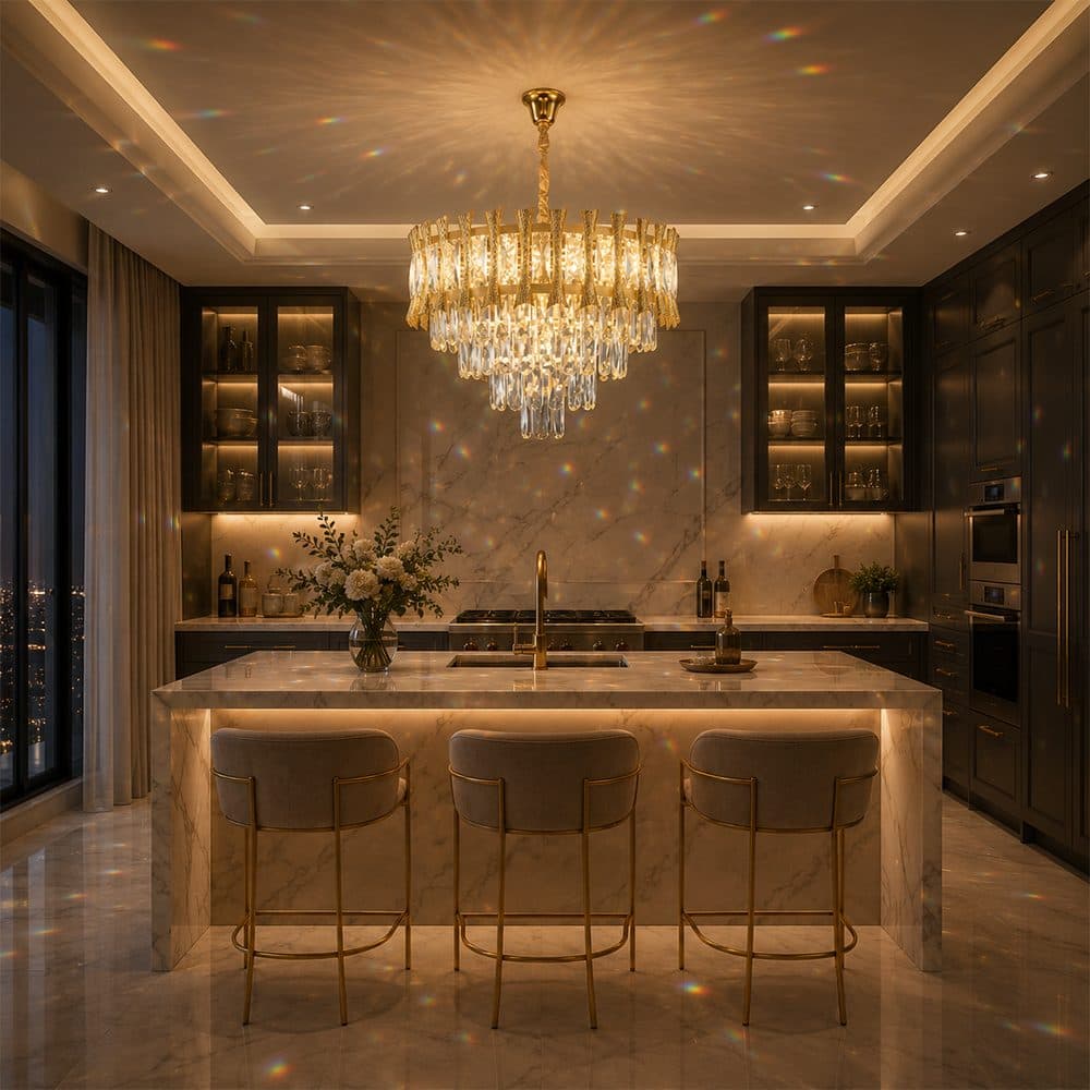Candelabru Cristal Suspendat Flippy 3xE14 Auriu Lucios — imagine 11
