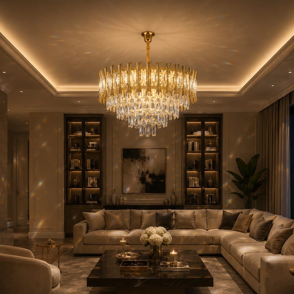 Candelabru Cristal Suspendat Flippy 3xE14 Auriu Lucios — imagine 13