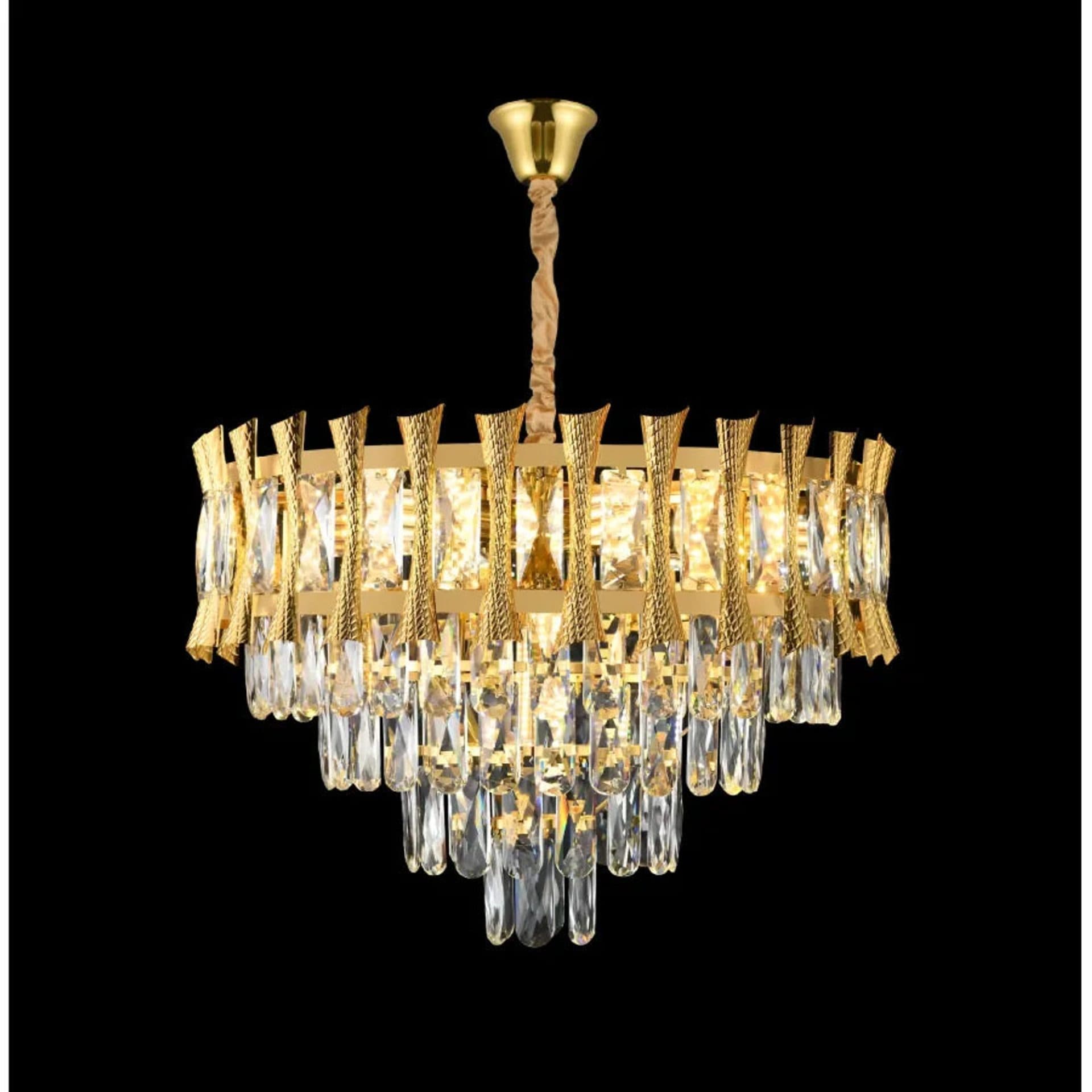 Candelabru Flippy Cristal Hampton Eleganza 8x E14 Diametru 49cm Auriu Lucios — imagine 1