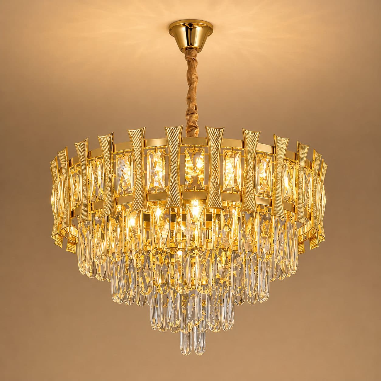 Candelabru Flippy Cristal Hampton Eleganza 8x E14 Diametru 49cm Auriu Lucios — imagine 2