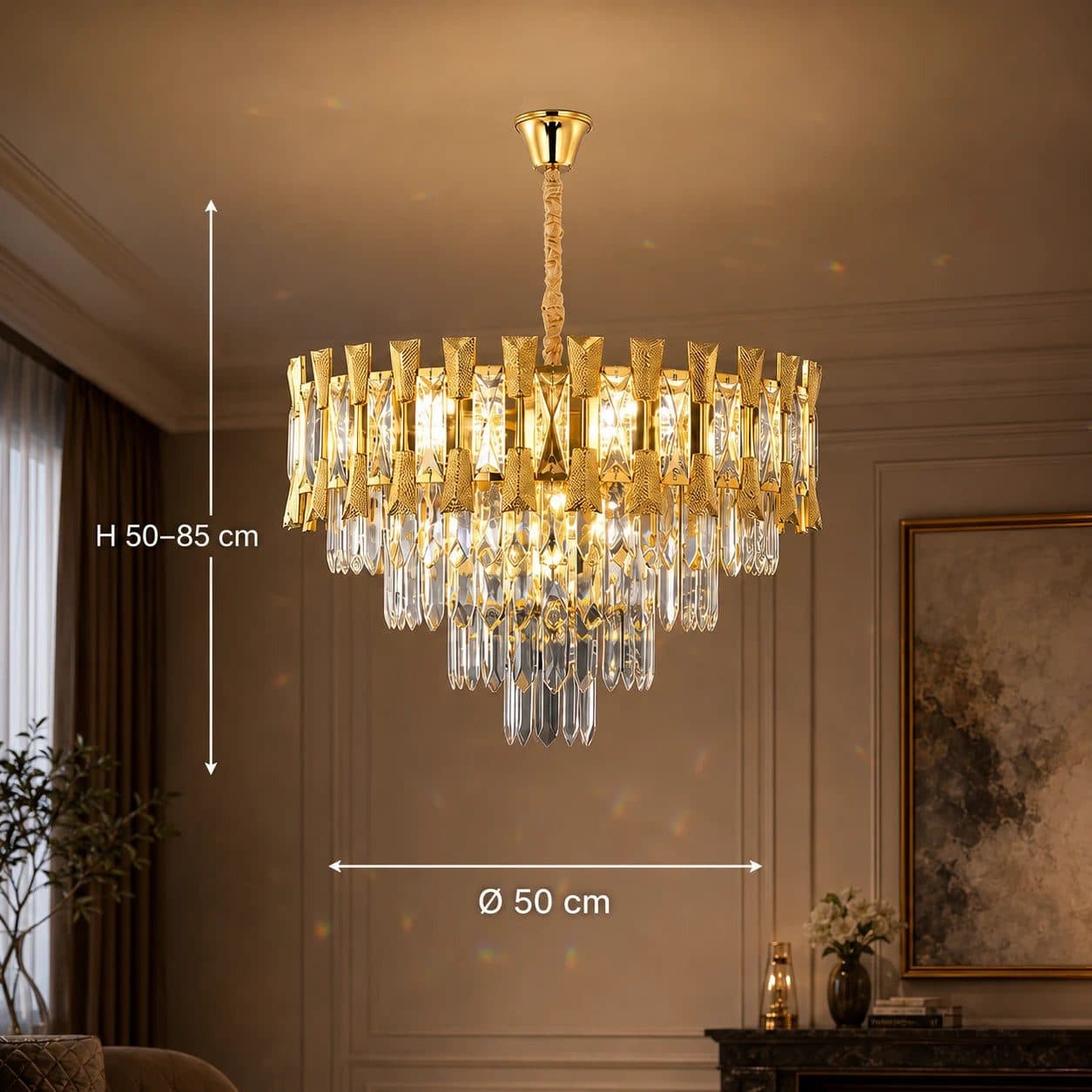 Candelabru Flippy Cristal Hampton Eleganza 8x E14 Diametru 49cm Auriu Lucios — imagine 5