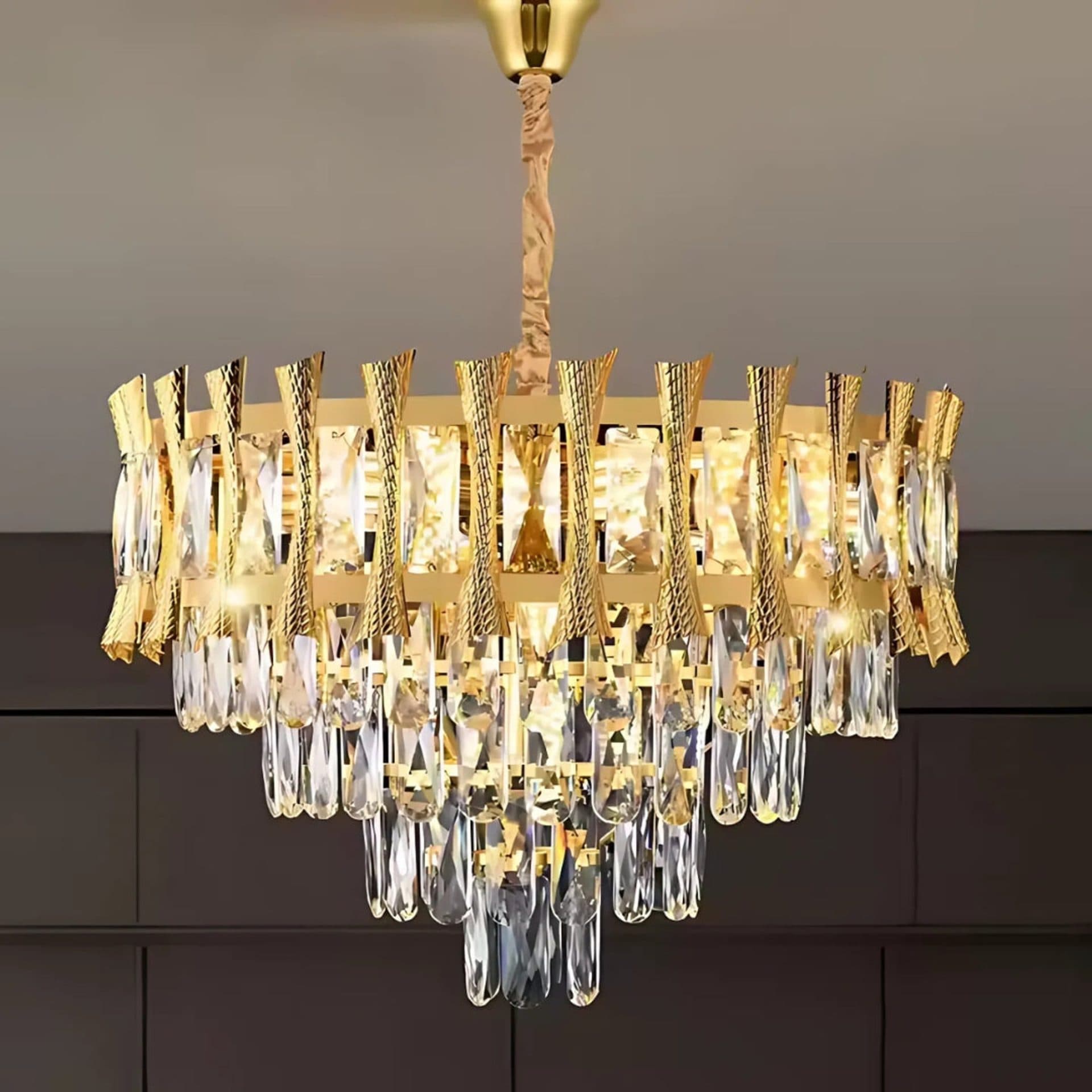 Candelabru Cristal Flippy HAMPTON Nobile 5xE14, Diametru 40cm, Auriu Lucios — imagine 4