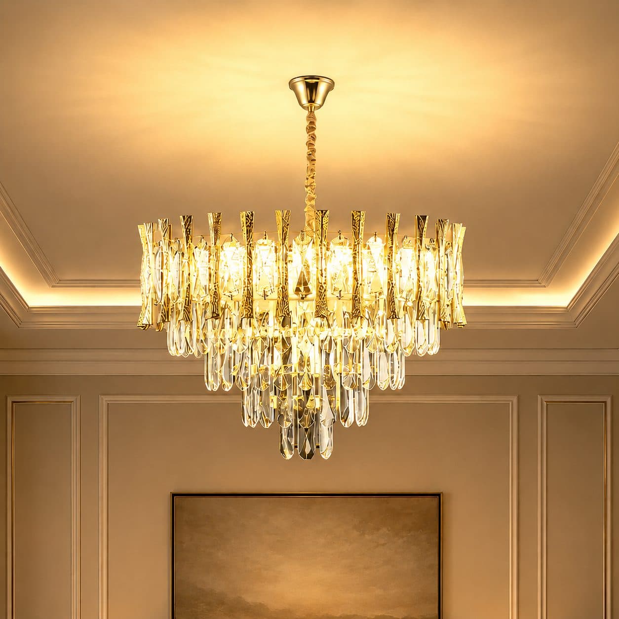 Candelabru Cristal Flippy HAMPTON Nobile 5xE14, Diametru 40cm, Auriu Lucios — imagine 5