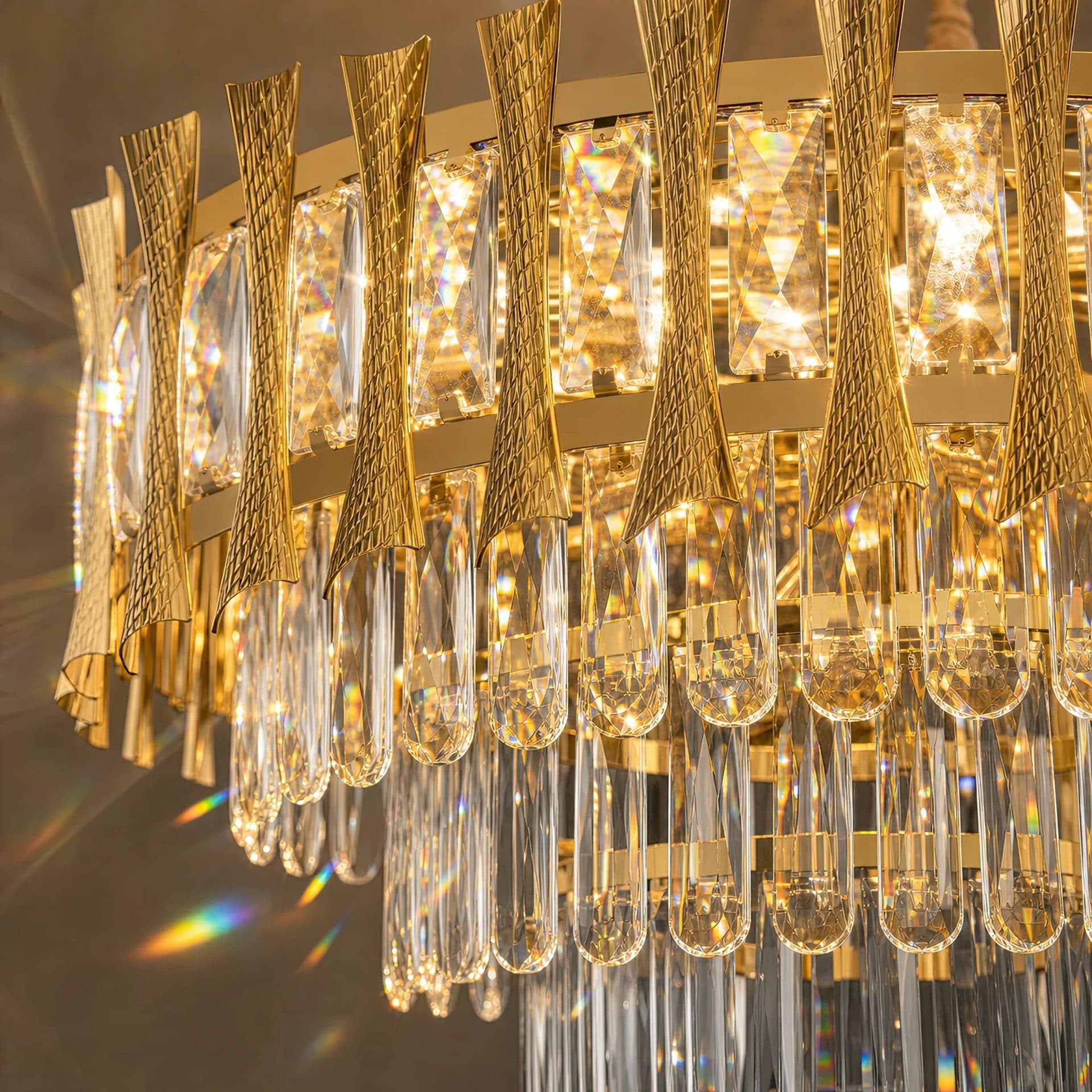 Candelabru Cristal Flippy HAMPTON Nobile 5xE14, Diametru 40cm, Auriu Lucios — imagine 6