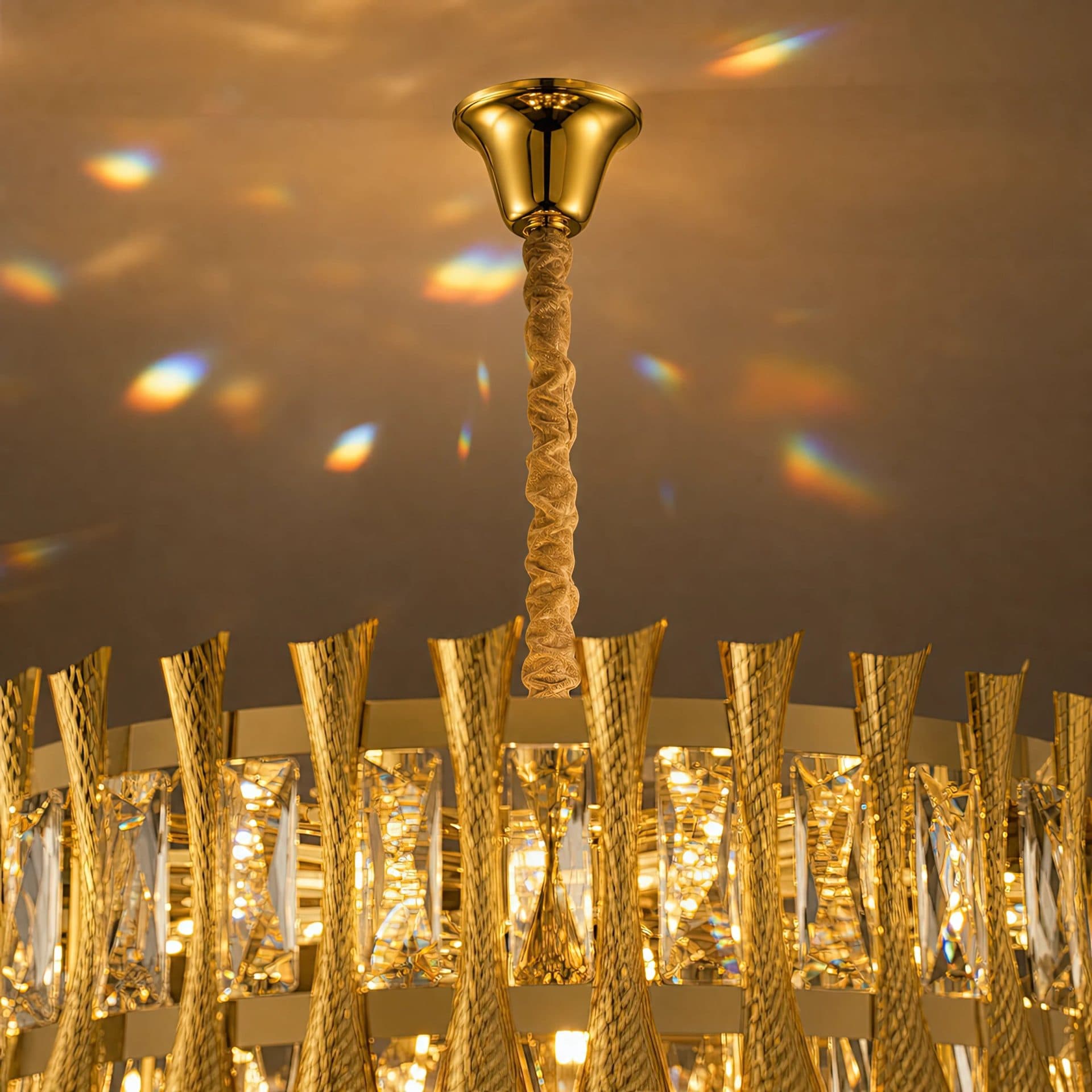 Candelabru Cristal Flippy HAMPTON Nobile 5xE14, Diametru 40cm, Auriu Lucios — imagine 8