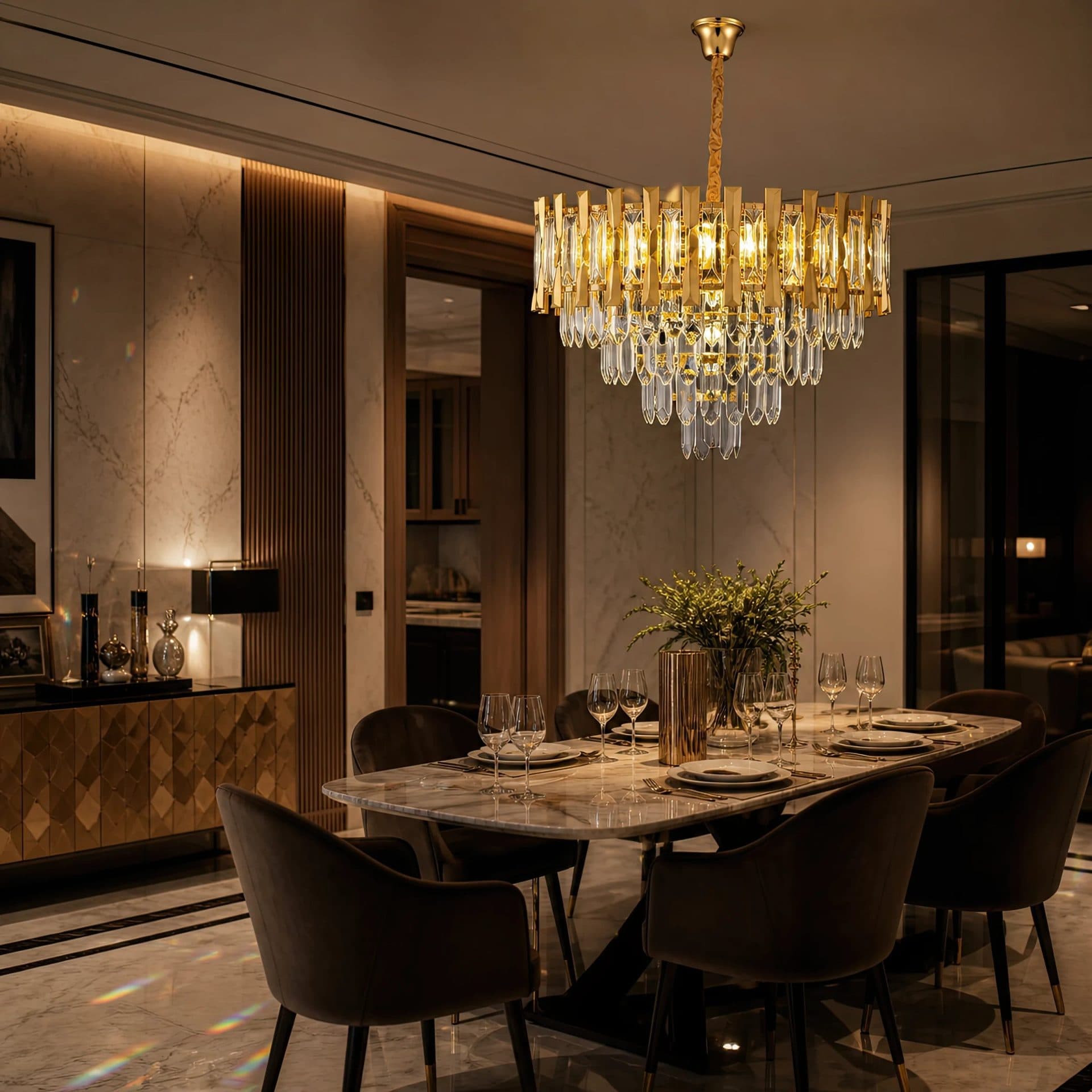Candelabru Cristal Flippy HAMPTON Nobile 5xE14, Diametru 40cm, Auriu Lucios — imagine 12