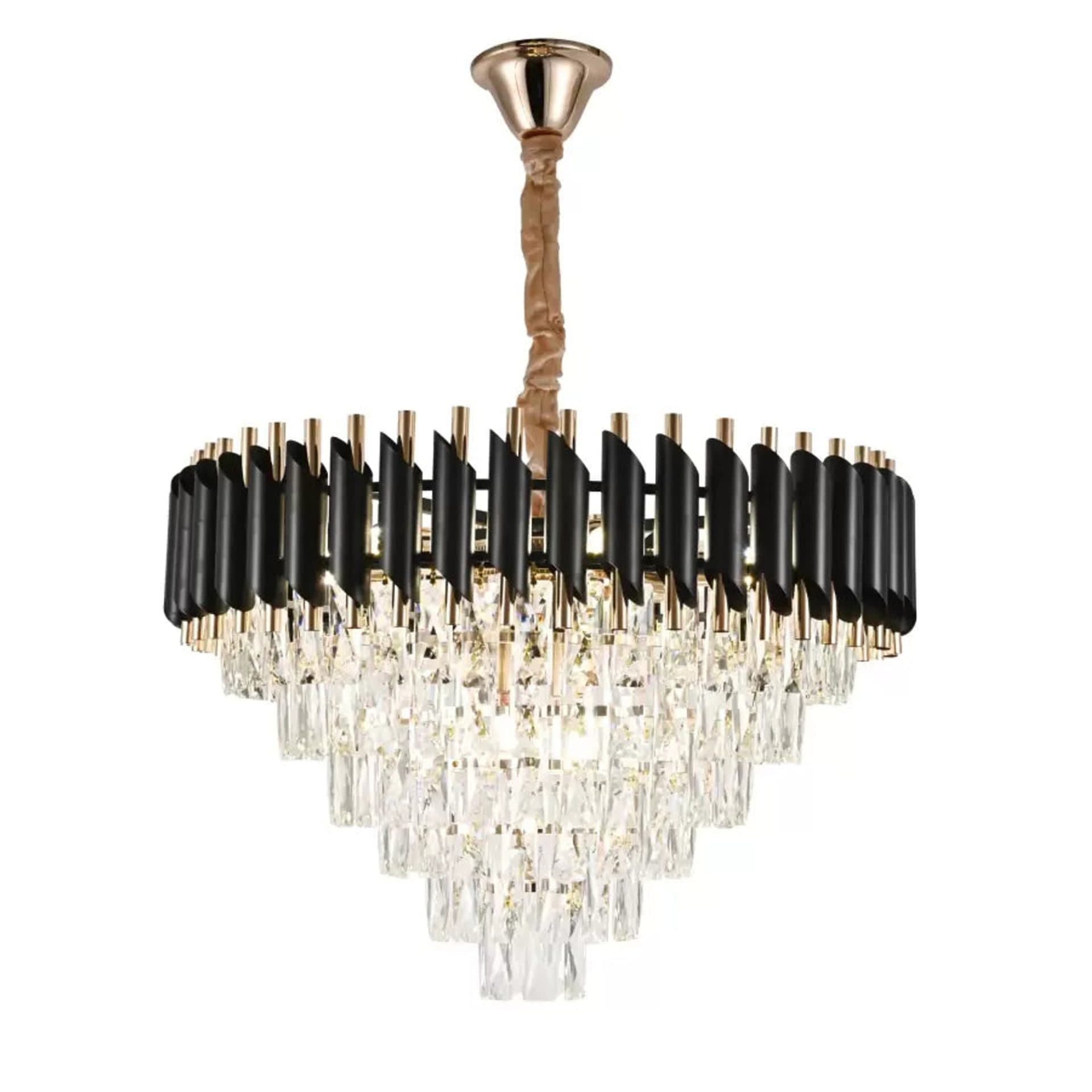 Candelabru Flippy Cristal VERSAILLES Magno 8xE14, Diametru 60cm, Negru si Auriu, Inaltime Reglabila — imagine 1