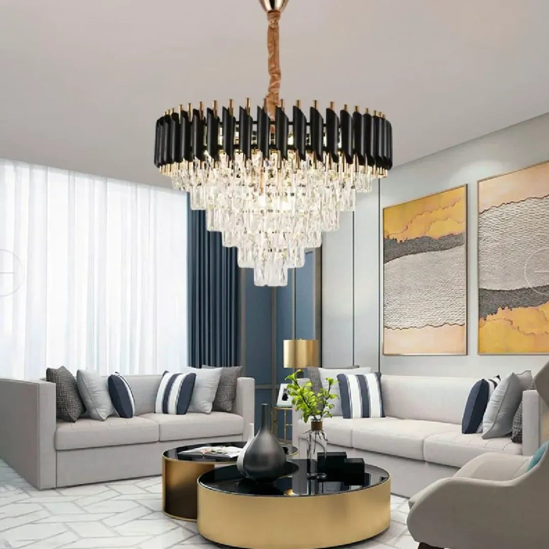 Candelabru Flippy Cristal VERSAILLES Magno 8xE14, Diametru 60cm, Negru si Auriu, Inaltime Reglabila — imagine 4