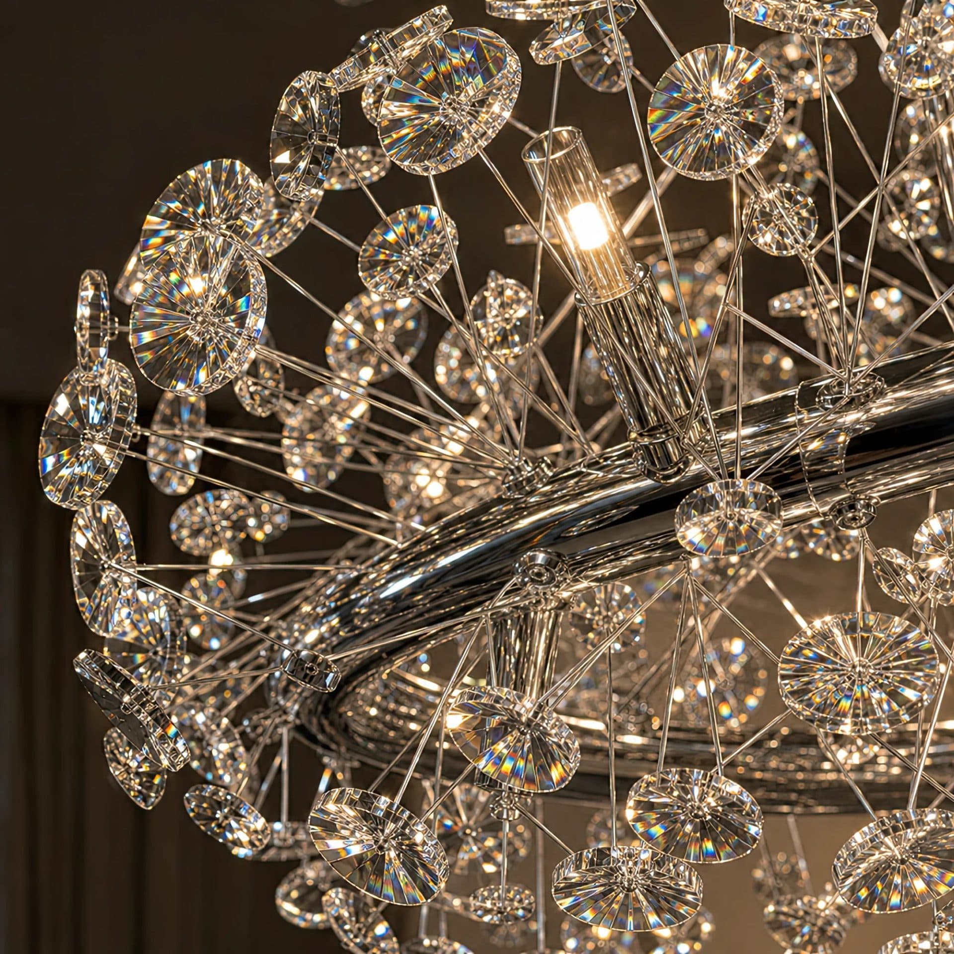 Candelabru Flippy Cristal SEGOVIA Magno 12x E14, Diametru 60cm, Crom Lucios, Inaltime Reglabila — imagine 11