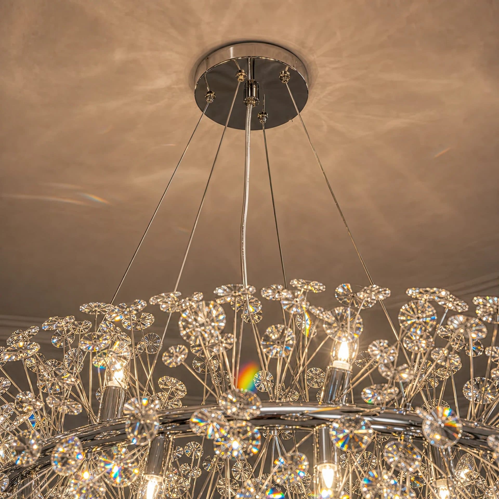 Candelabru Flippy Cristal SEGOVIA Magno 12x E14, Diametru 60cm, Crom Lucios, Inaltime Reglabila — imagine 13