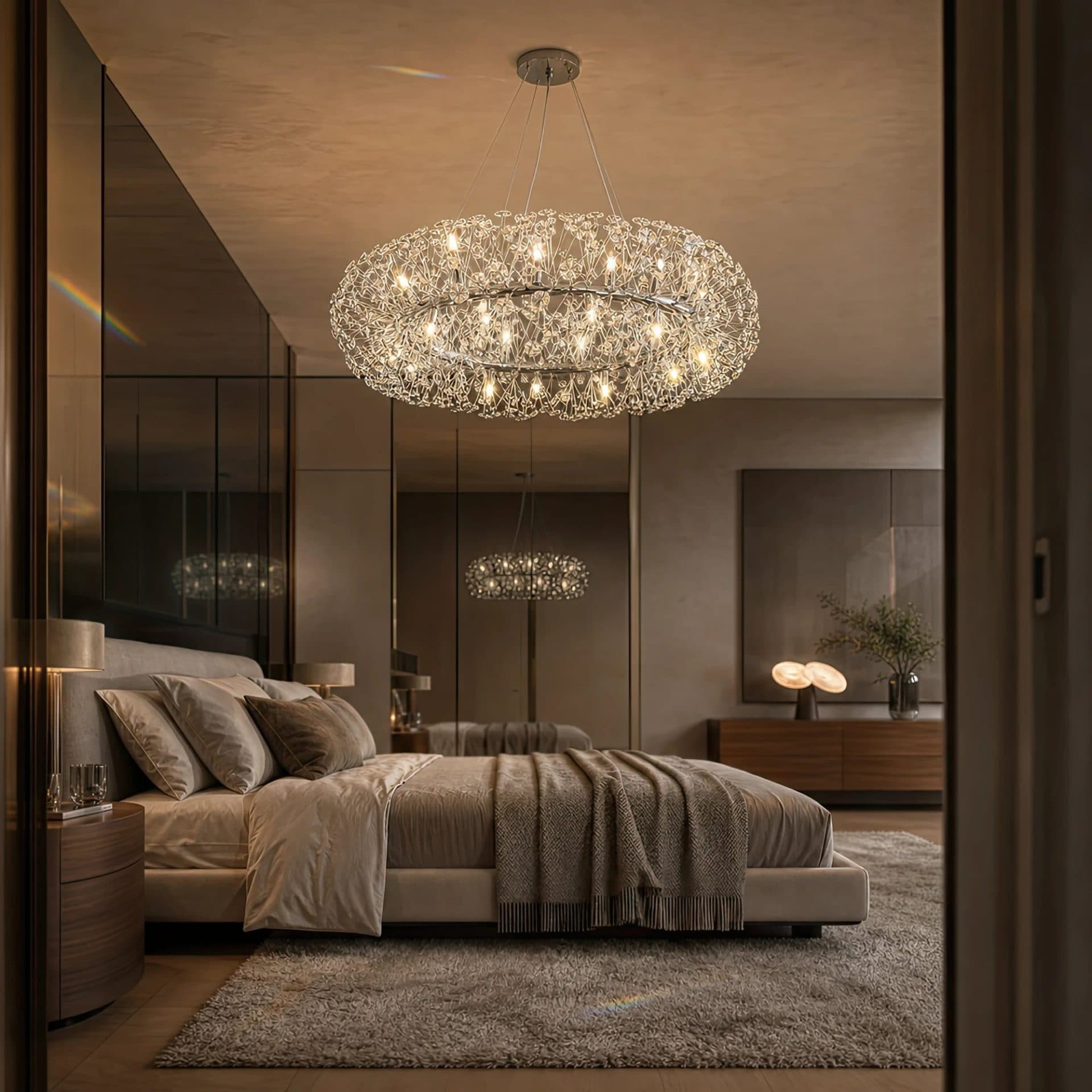 Candelabru Flippy Cristal SEGOVIA Magno 12x E14, Diametru 60cm, Crom Lucios, Inaltime Reglabila — imagine 16