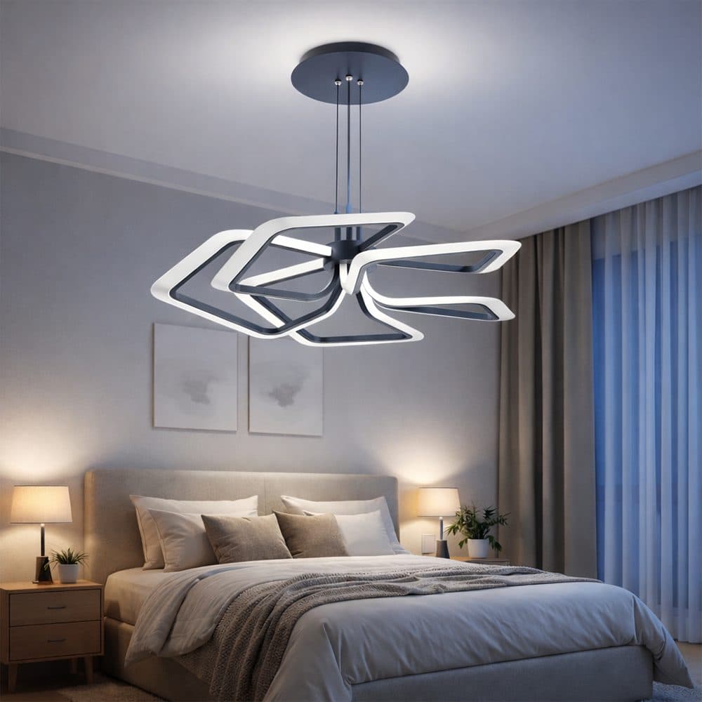 Lustra LED suspendata Flippy 103W 5 Patrate Negru — imagine 17