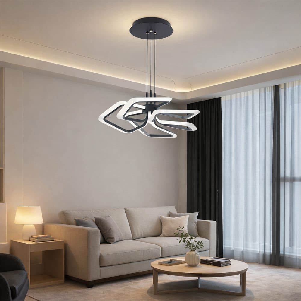Lustra LED suspendata Flippy 103W 5 Patrate Negru — imagine 18