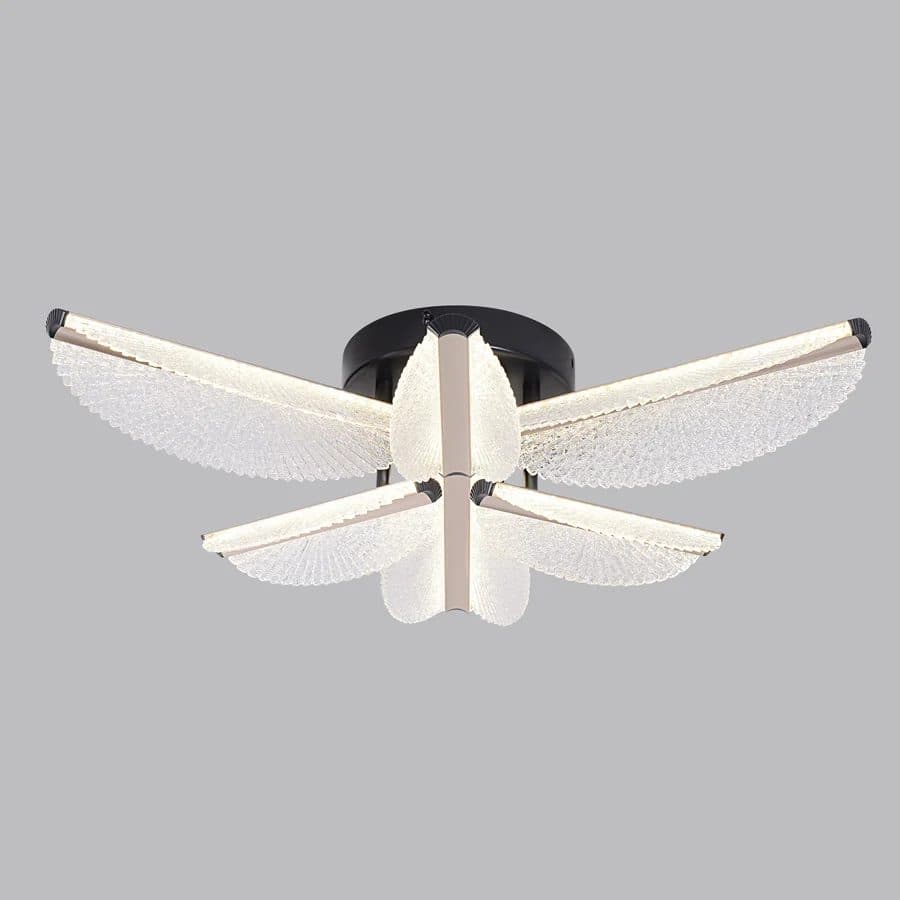 Lustra LED cu Telecomanda 67W, 6 Petale, Negru — imagine 1