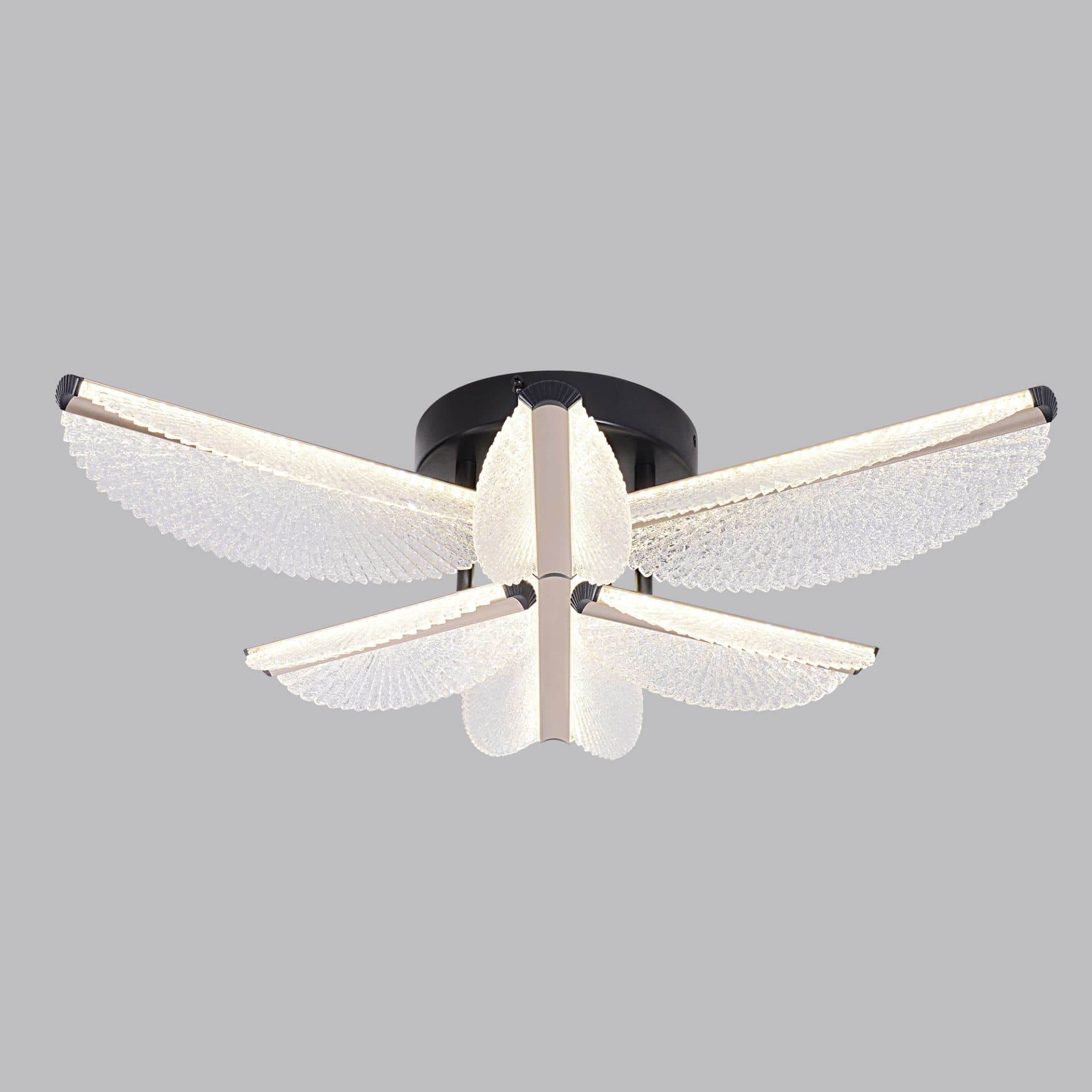 Lustra LED cu Telecomanda 67W, 6 Petale, Negru — imagine 5
