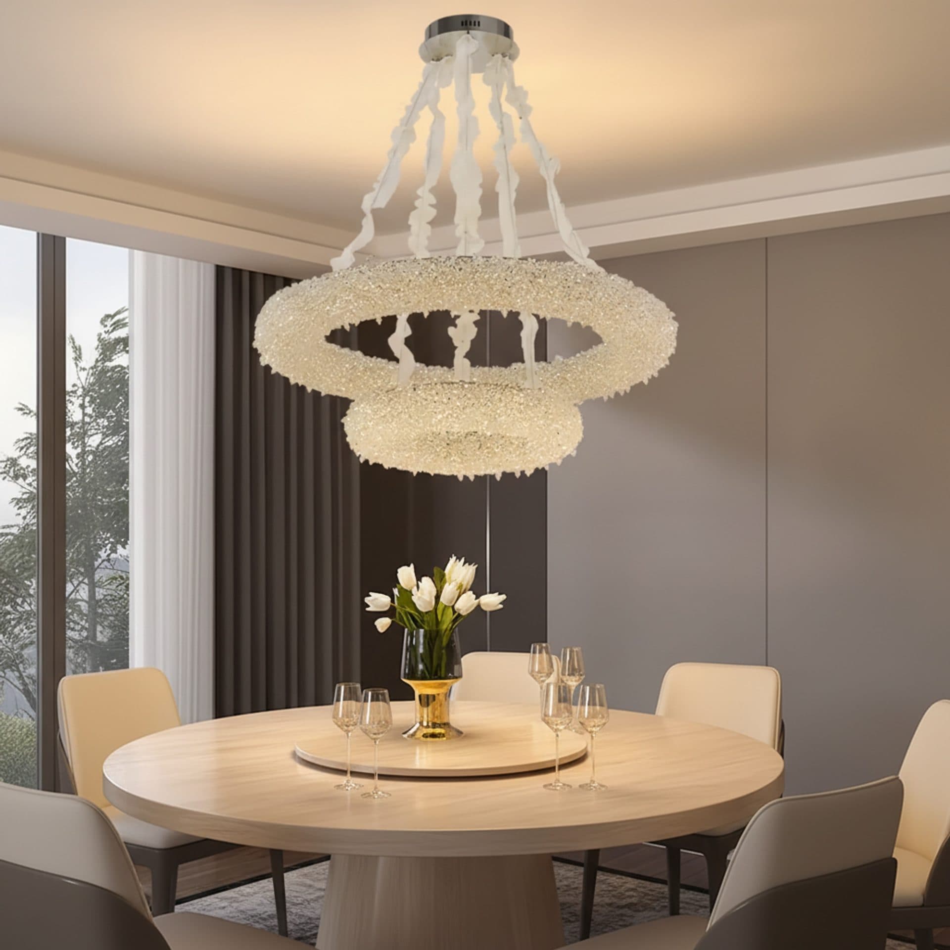 Candelabru Cristal Flippy PRAGA Imperio 78W Auriu Inaltime Reglabila — imagine 3