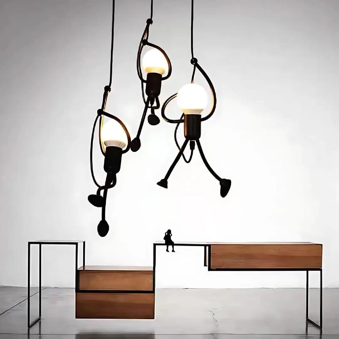 Lustra Pendul Moderna Flippy Figurina 3x E27 Inaltime Reglabila Negru — imagine 7