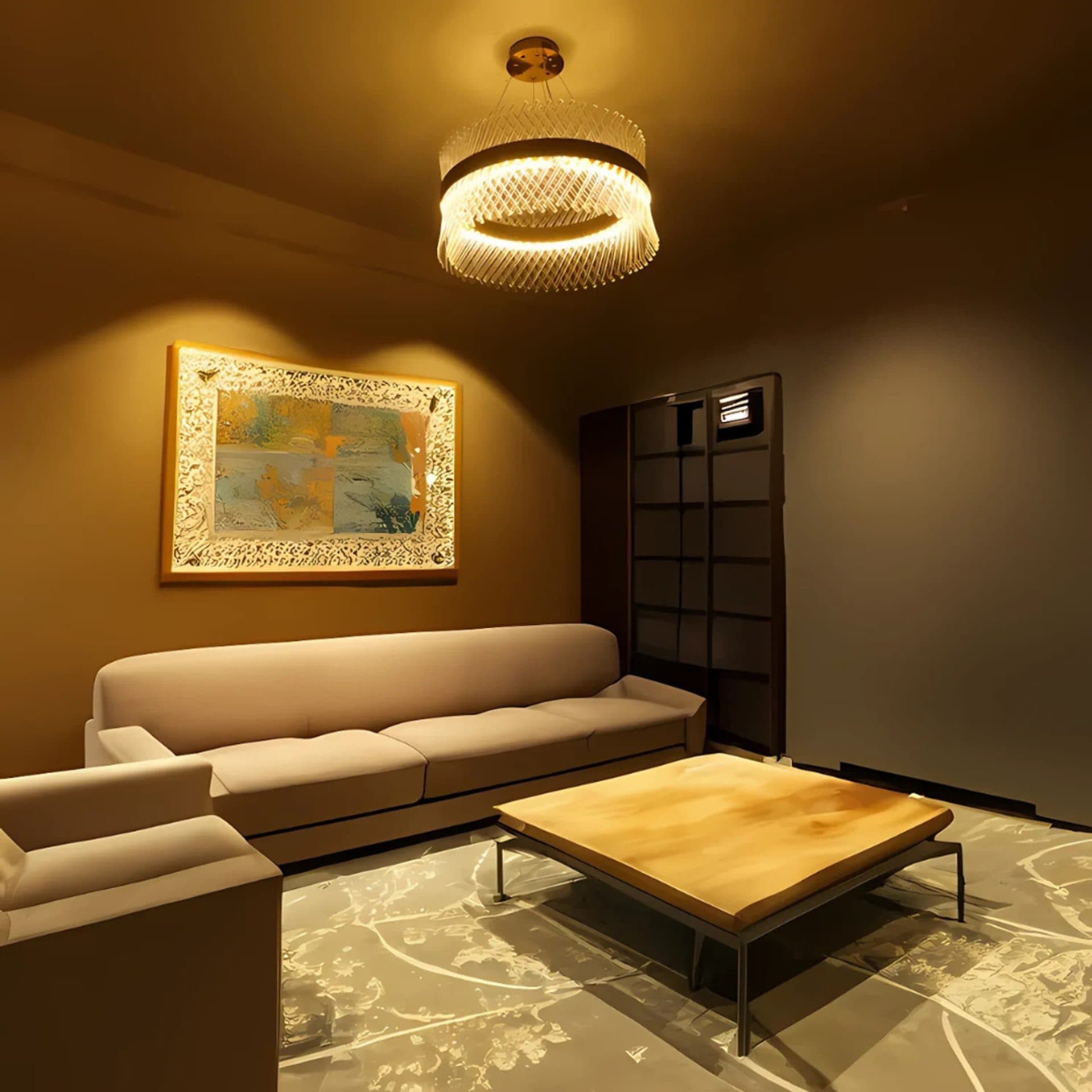 Candelabru Cristal LED 71W Diametru 50cm Auriu — imagine 3