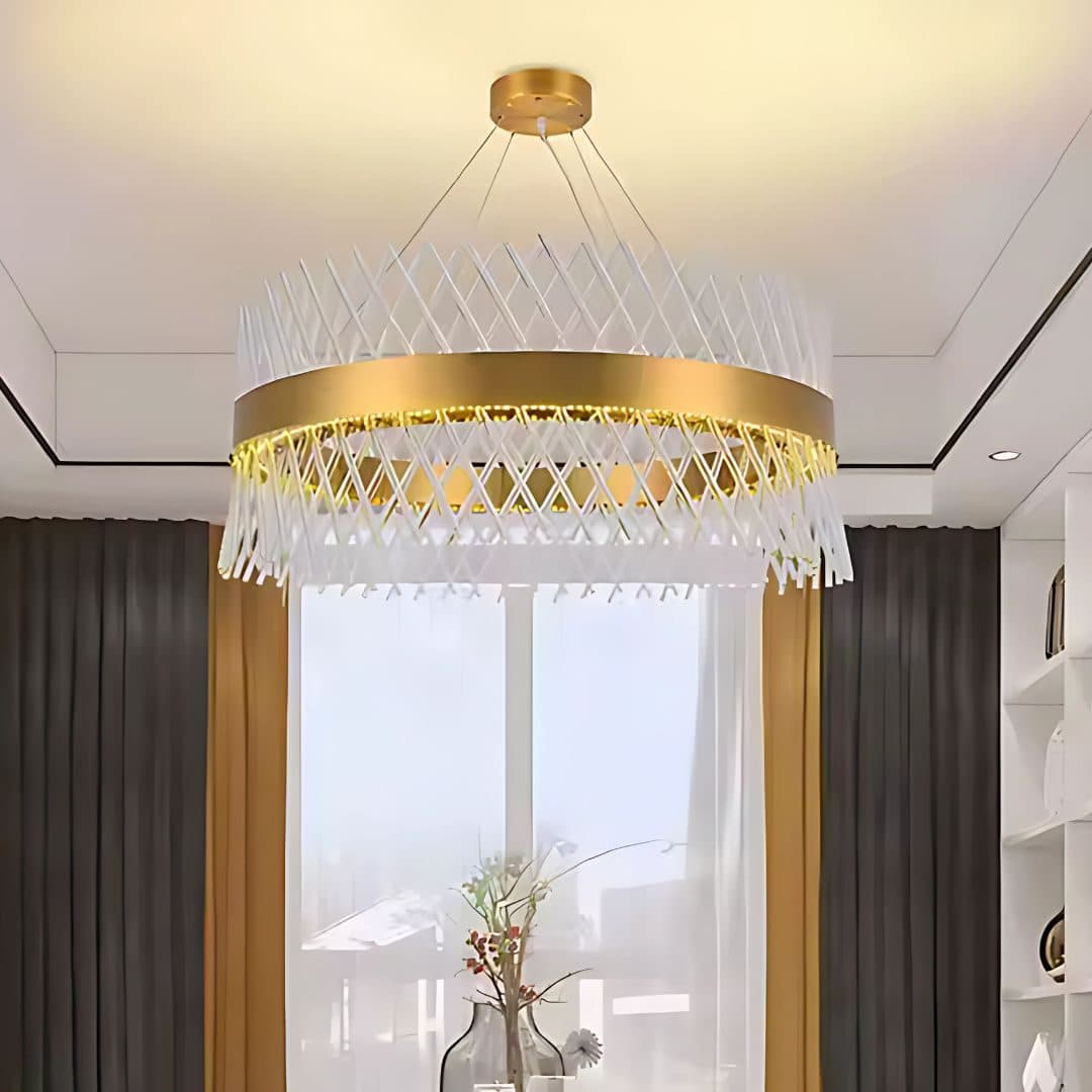 Candelabru Cristal LED 71W Diametru 50cm Auriu — imagine 9
