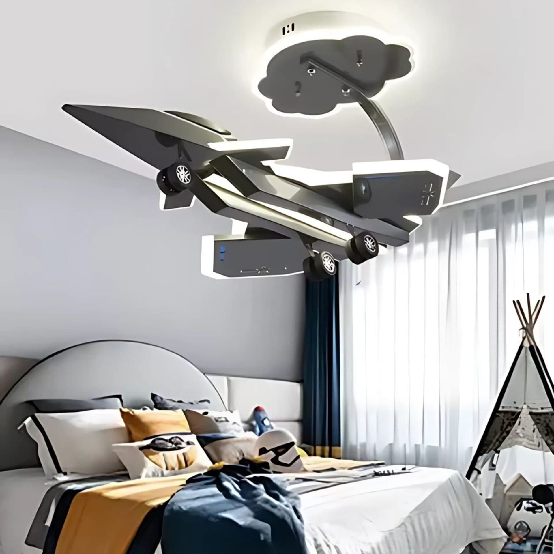 Lustra LED Flippy Design avion 100W Gri Aeronautic — imagine 5