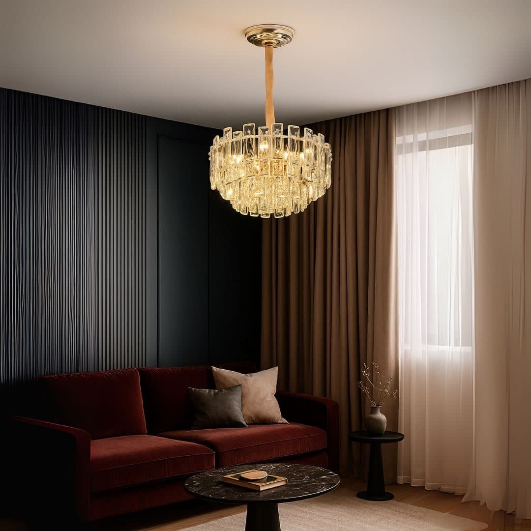 Candelabru Cristal Auriu 9x E14 — imagine 6