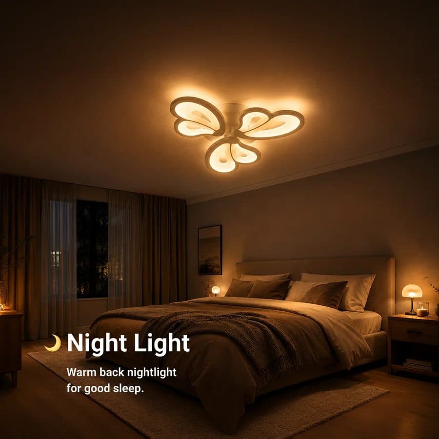 Lustra LED Flippy BLOSSOM 40W, 3 Petale, telecomanda, Alb — imagine 2