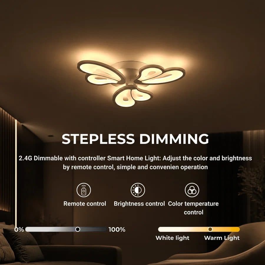 Lustra LED Flippy BLOSSOM 40W, 3 Petale, telecomanda, Alb — imagine 4