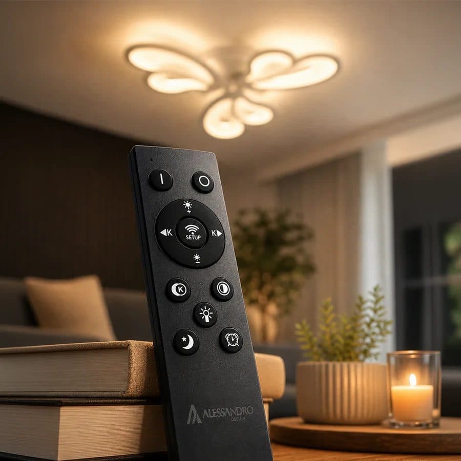 Lustra LED Flippy BLOSSOM 40W, 3 Petale, telecomanda, Alb — imagine 5
