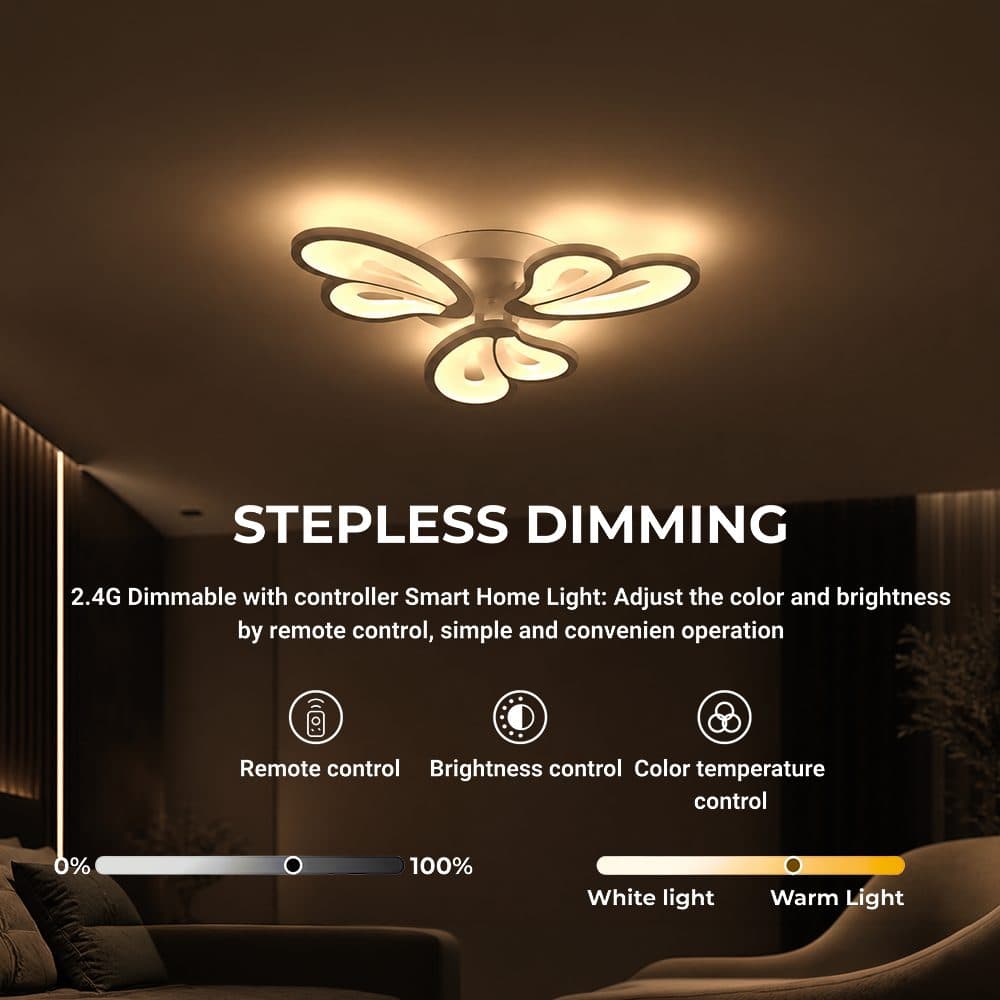 Lustra LED Flippy BLOSSOM 40W, 3 Petale, telecomanda, Alb — imagine 6