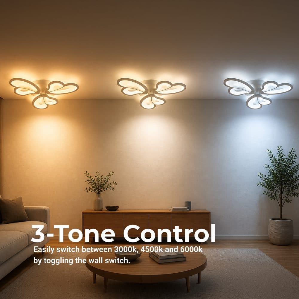 Lustra LED Flippy BLOSSOM 40W, 3 Petale, telecomanda, Alb — imagine 7