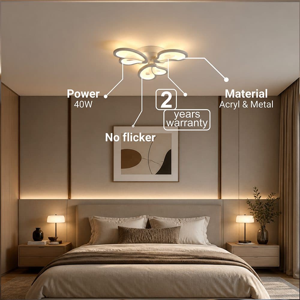 Lustra LED Flippy BLOSSOM 40W, 3 Petale, telecomanda, Alb — imagine 9