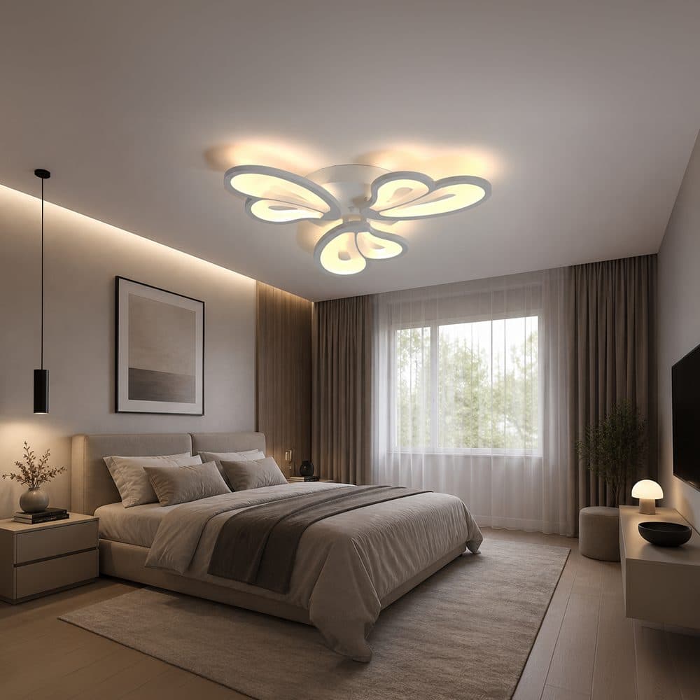 Lustra LED Flippy BLOSSOM 40W, 3 Petale, telecomanda, Alb — imagine 11