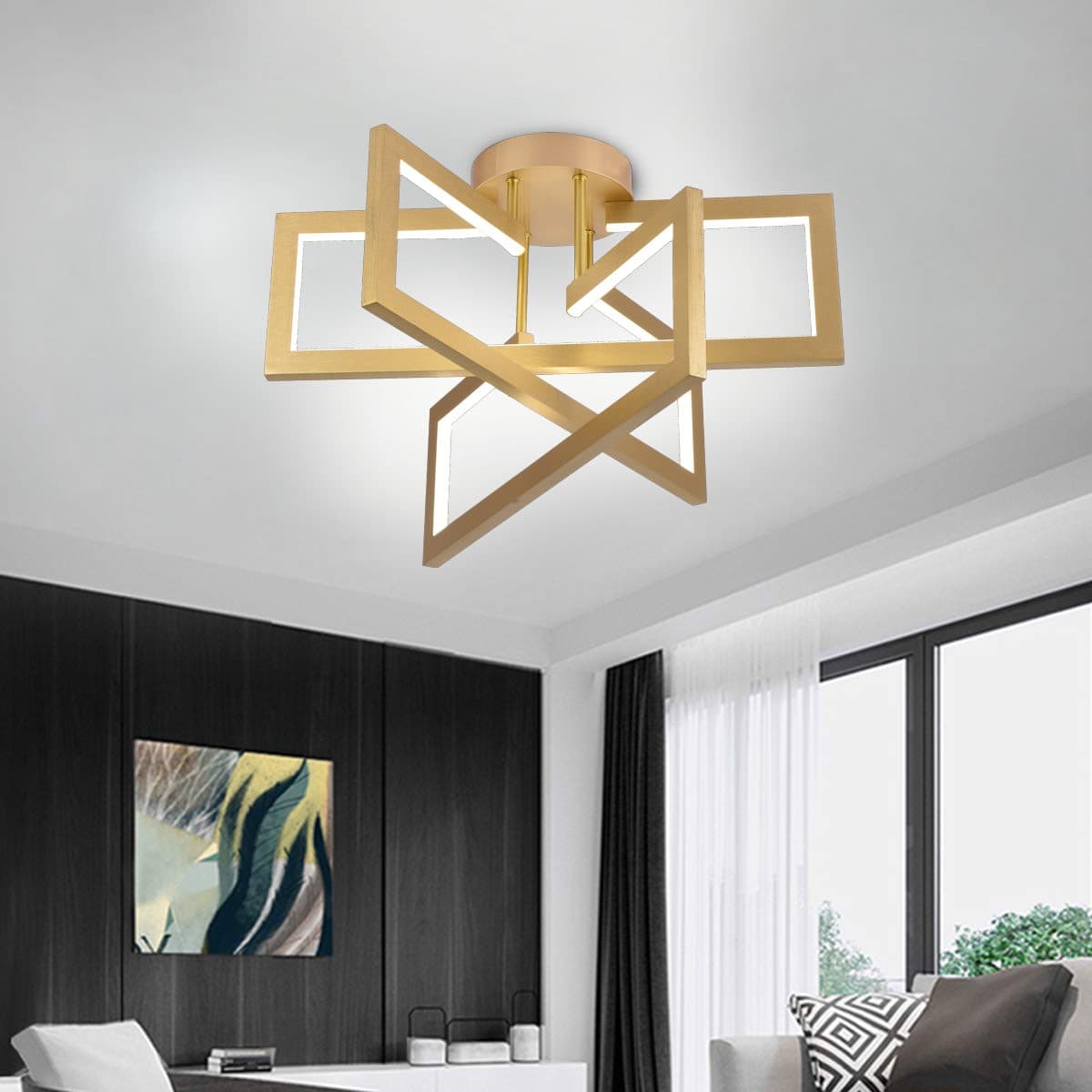 Lustra LED Flippy 71W 3 elemente Dimabila Auriu — imagine 4