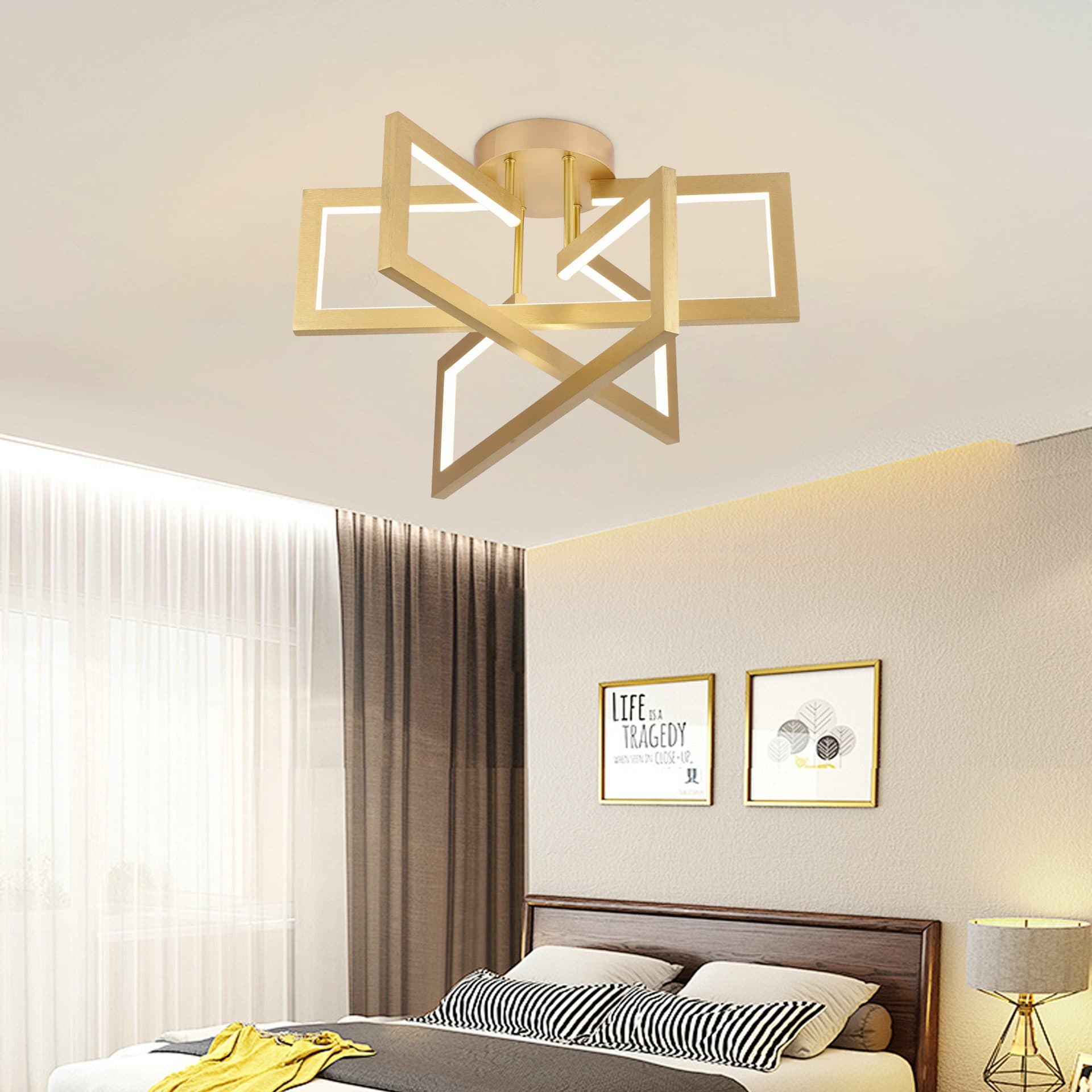 Lustra LED Flippy 71W 3 elemente Dimabila Auriu — imagine 8