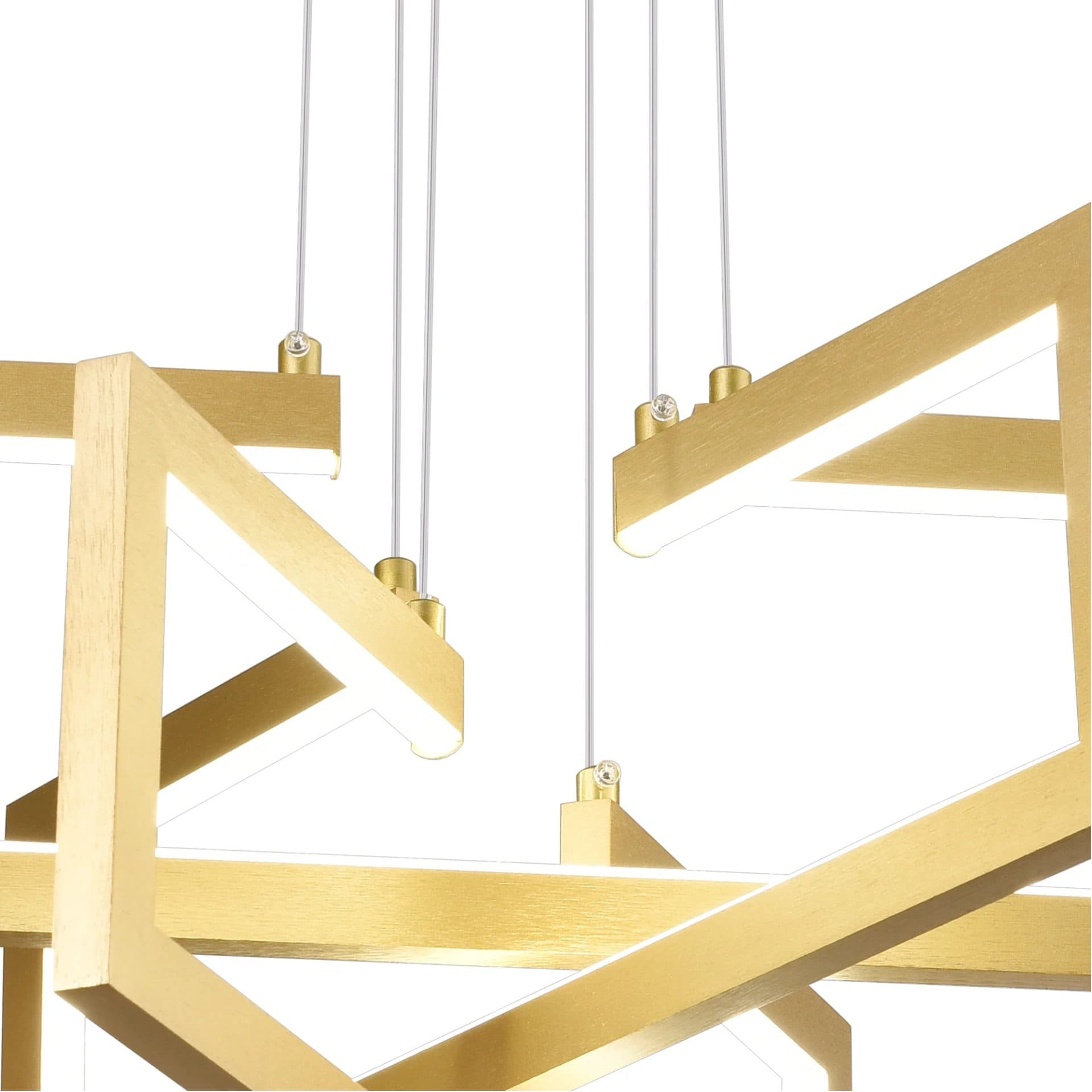 Lustra LED suspendata 71W, 3 elemente, finisaj auriu, dimabila, telecomanda — imagine 2