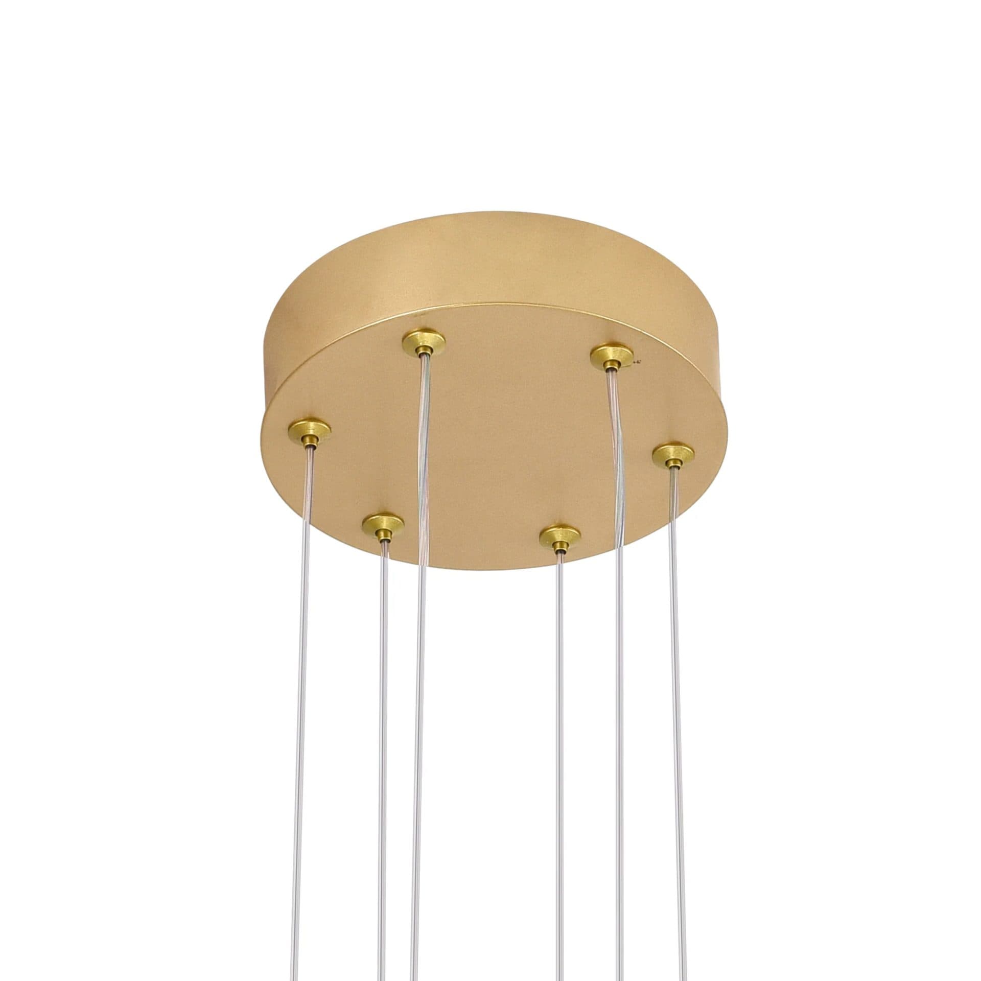 Lustra LED suspendata 71W, 3 elemente, finisaj auriu, dimabila, telecomanda — imagine 3