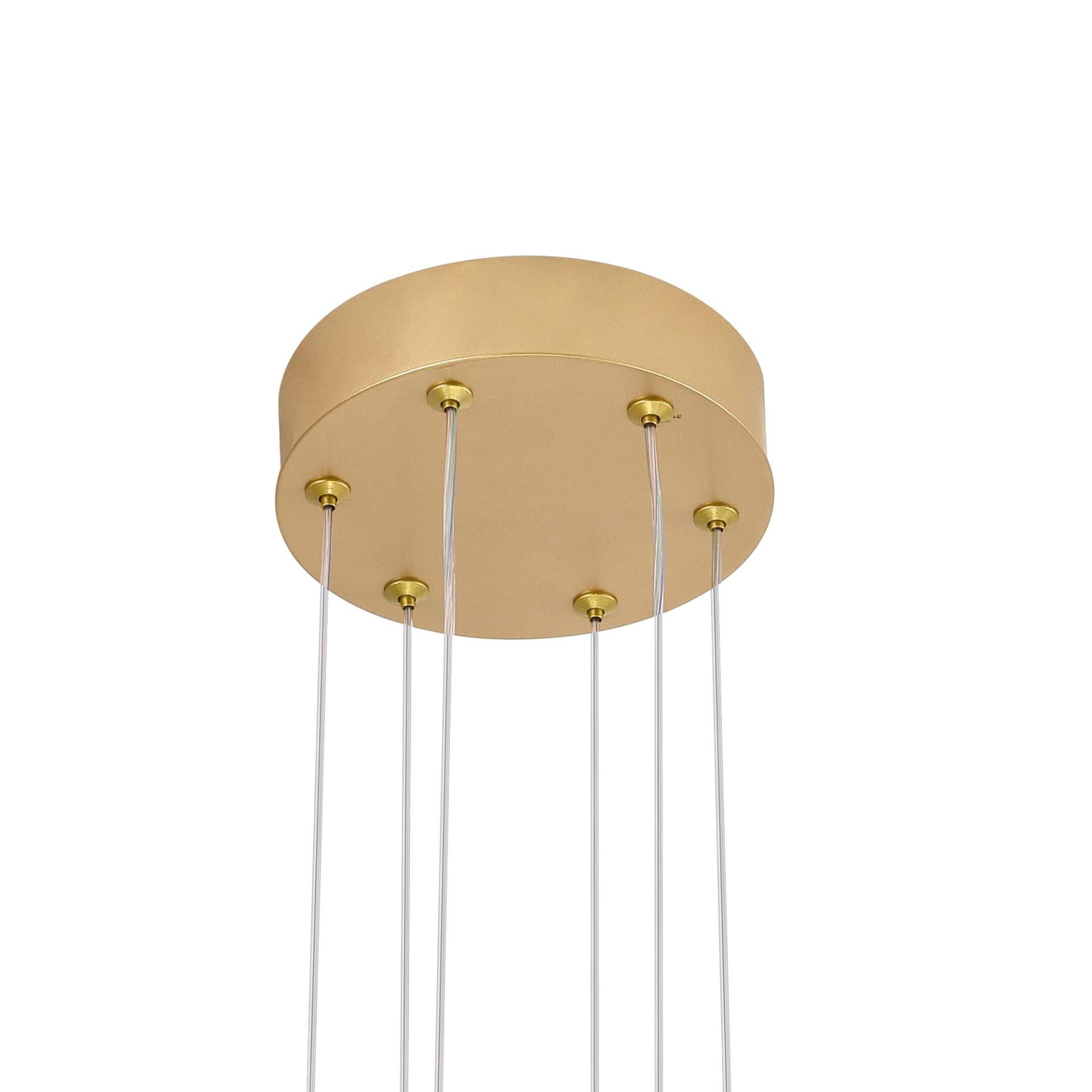 Lustra LED suspendata 71W, 3 elemente, finisaj auriu, dimabila, telecomanda — imagine 8