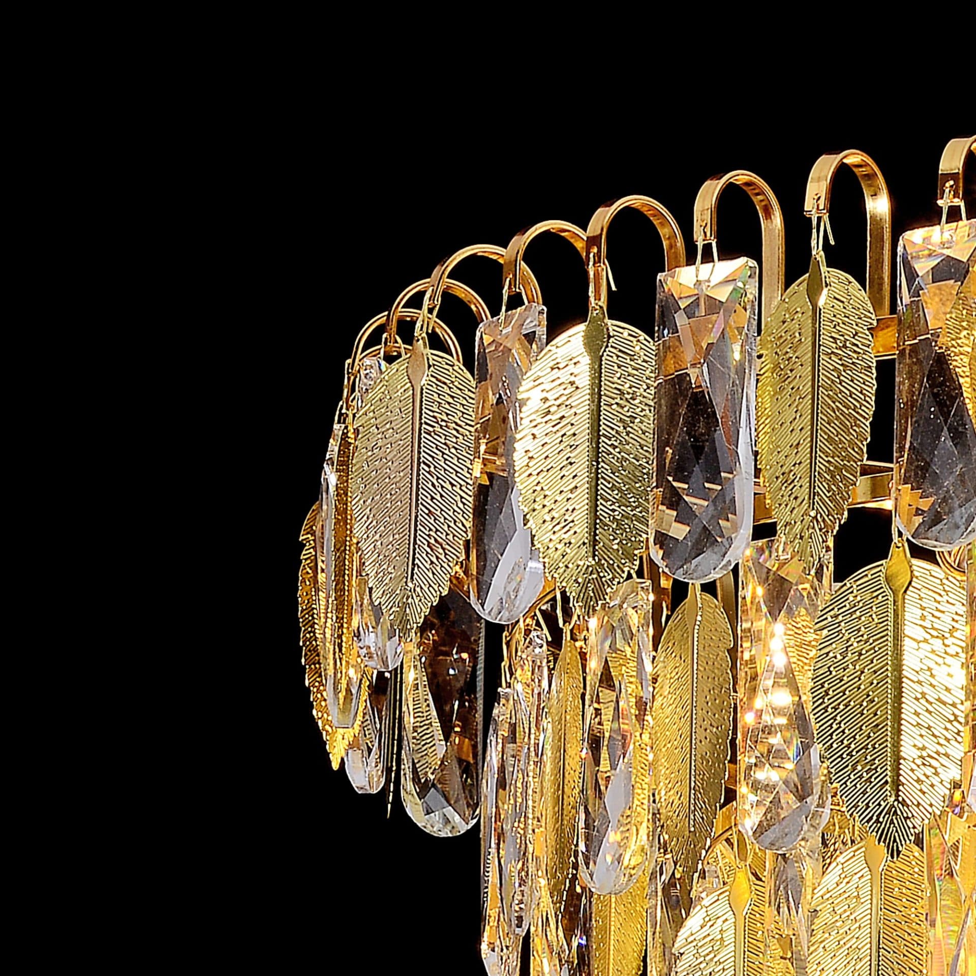 Candelabru Cristal Flippy 8x E14 Diametru 50cm Auriu Lucios Inaltime Reglabil — imagine 2