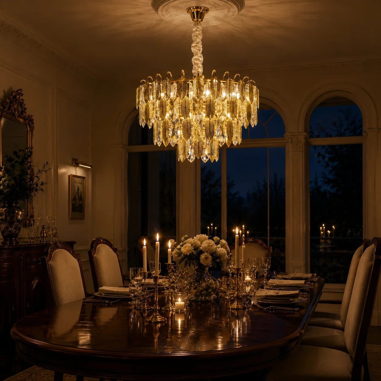 Candelabru Cristal Flippy 8x E14 Diametru 50cm Auriu Lucios Inaltime Reglabil — imagine 7