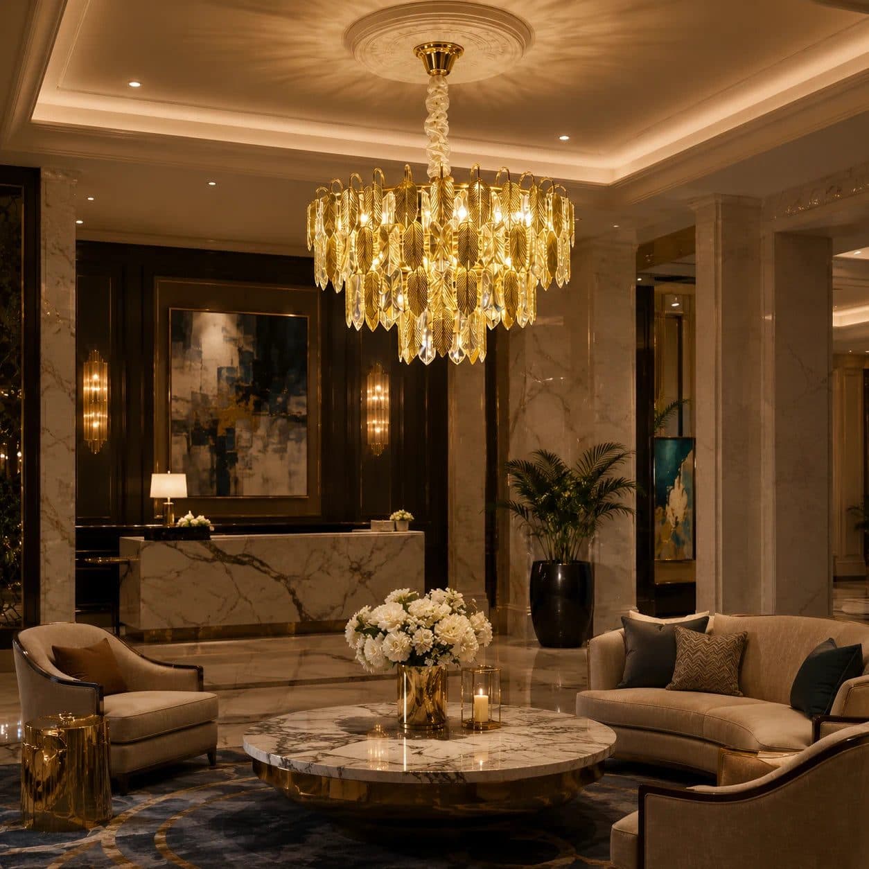 Candelabru Cristal Flippy 8x E14 Diametru 50cm Auriu Lucios Inaltime Reglabil — imagine 10