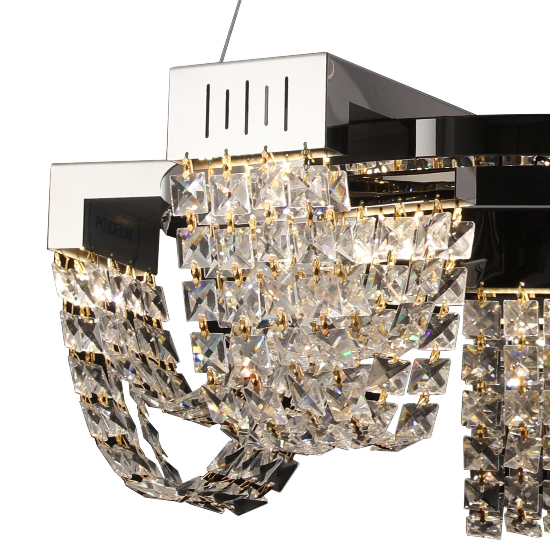 Candelabru LED Cristal 15W, Diametru 50cm, Crom Lucios, Inaltime Reglabila — imagine 2