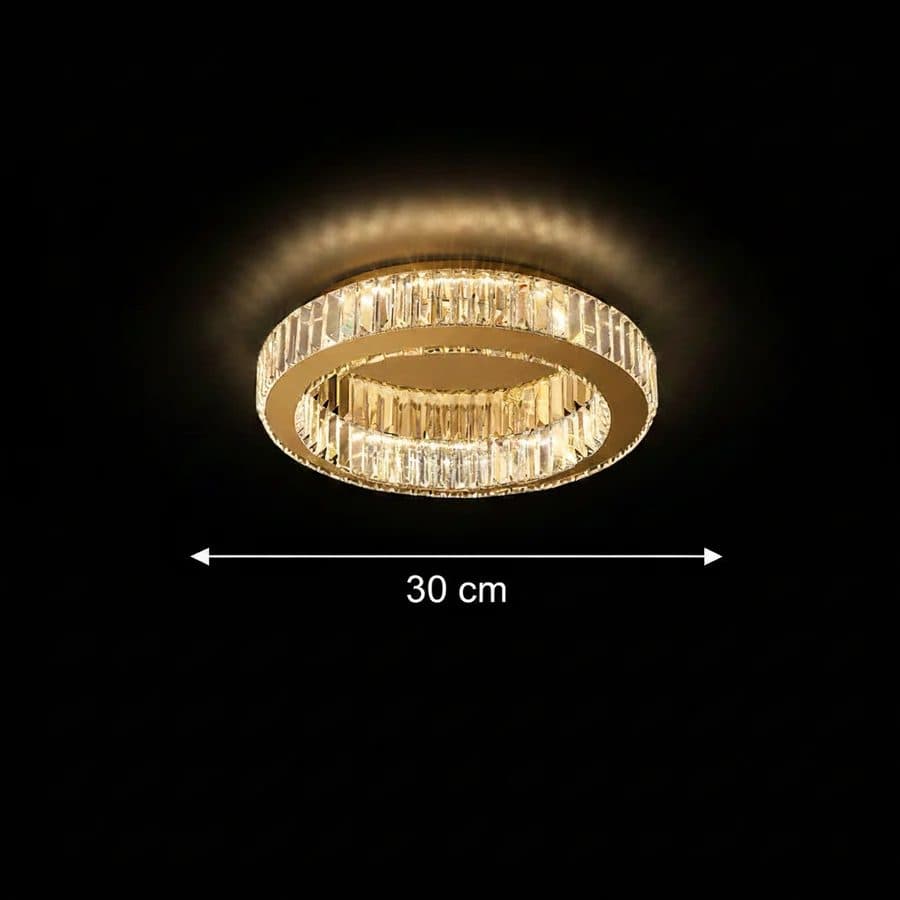 Lustra LED Flippy 18W 30cm Cerc Auriu Dimabila cu Telecomanda si Cristal — imagine 4