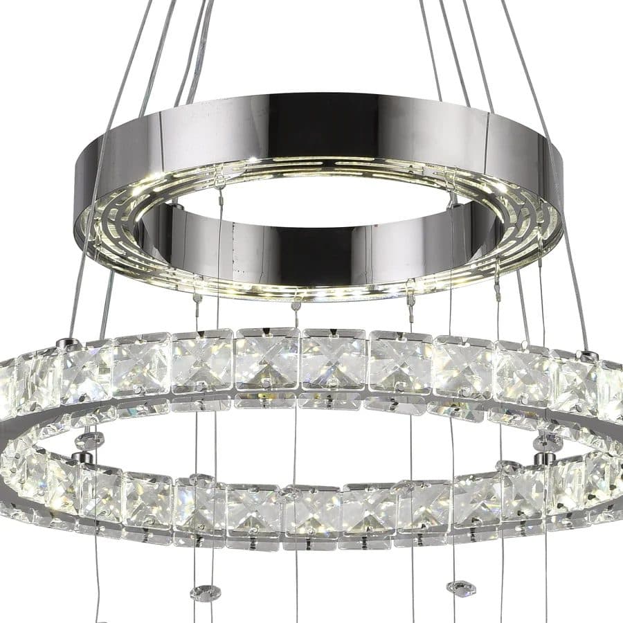 Lustra LED suspendata Flippy 36W 2 Cercuri Crom Lucios Dimabila Inaltime Reglabila — imagine 2