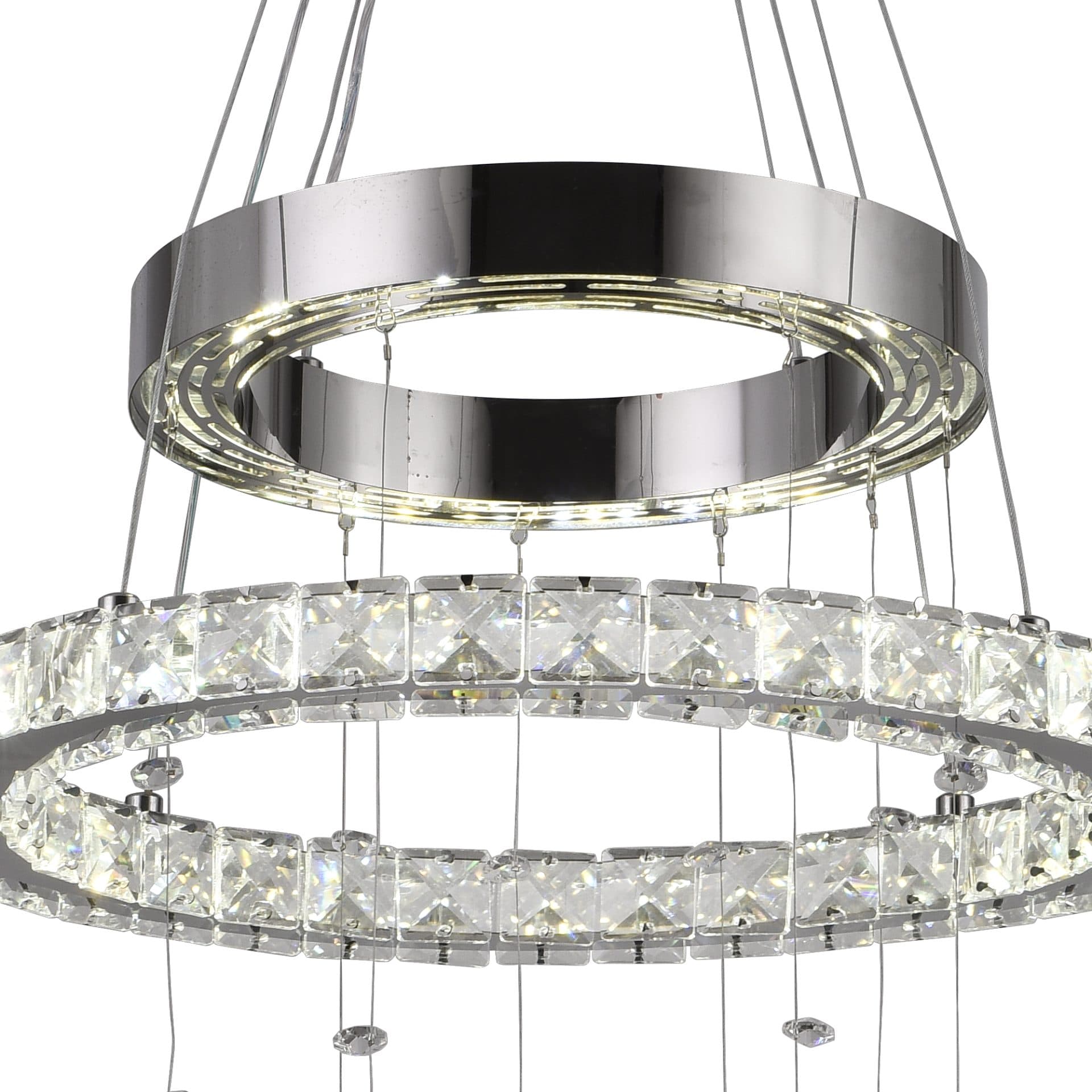 Lustra LED suspendata Flippy 36W 2 Cercuri Crom Lucios Dimabila Inaltime Reglabila — imagine 6
