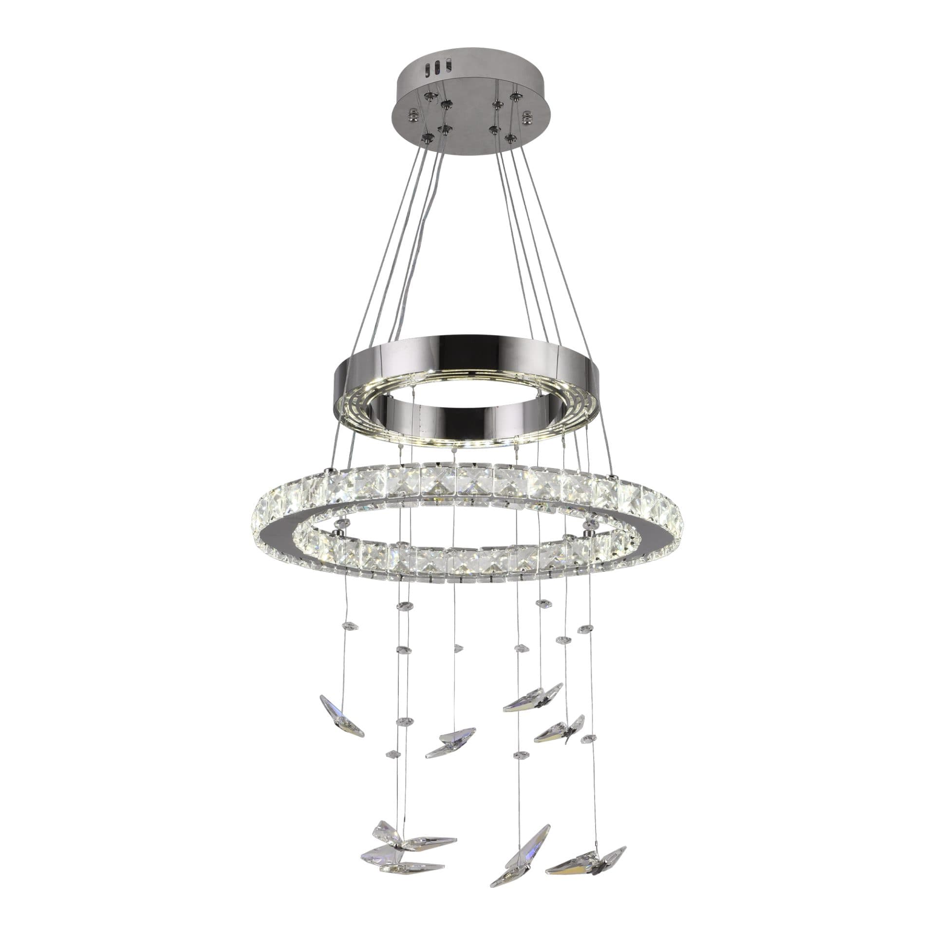 Lustra LED suspendata Flippy 36W 2 Cercuri Crom Lucios Dimabila Inaltime Reglabila — imagine 8